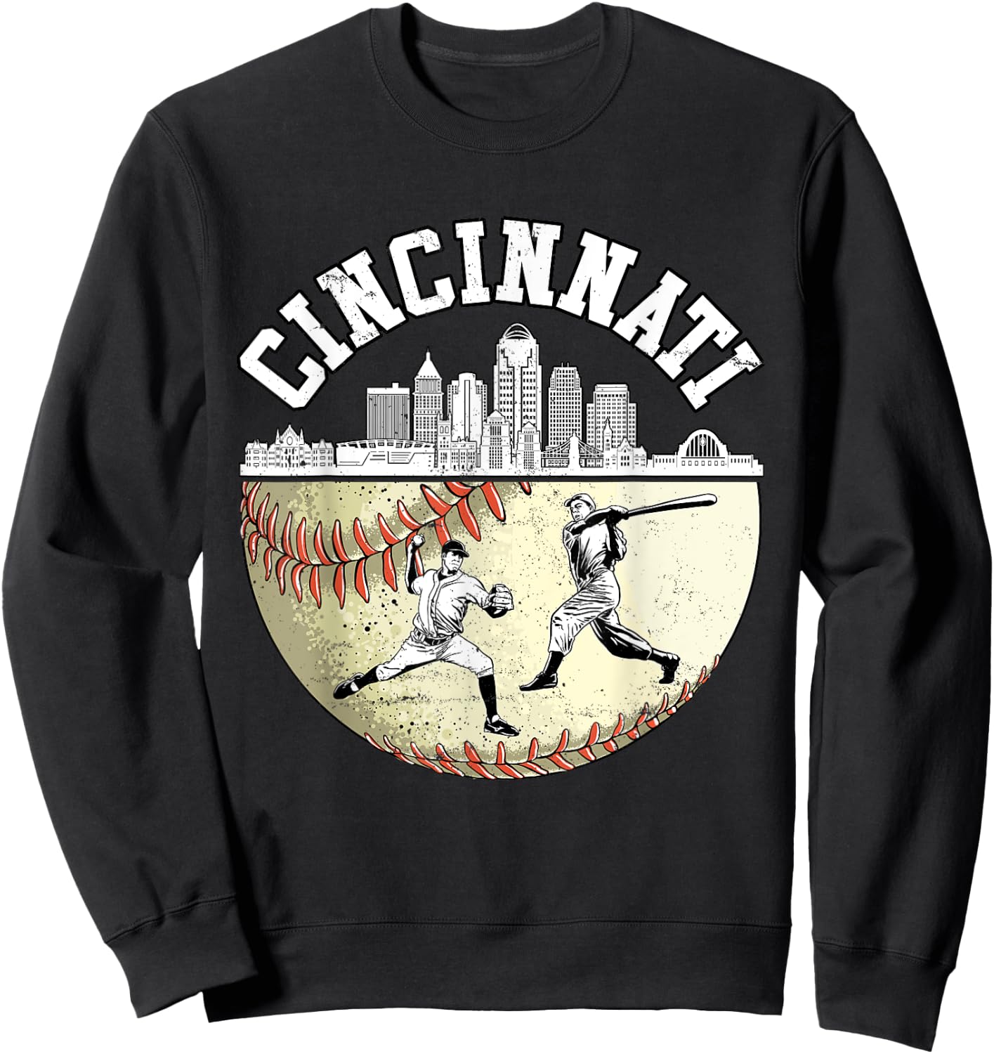 Cincinnati Vintage Baseball Lover and Player Boys Sweatshirt - Sweatshirt | Black