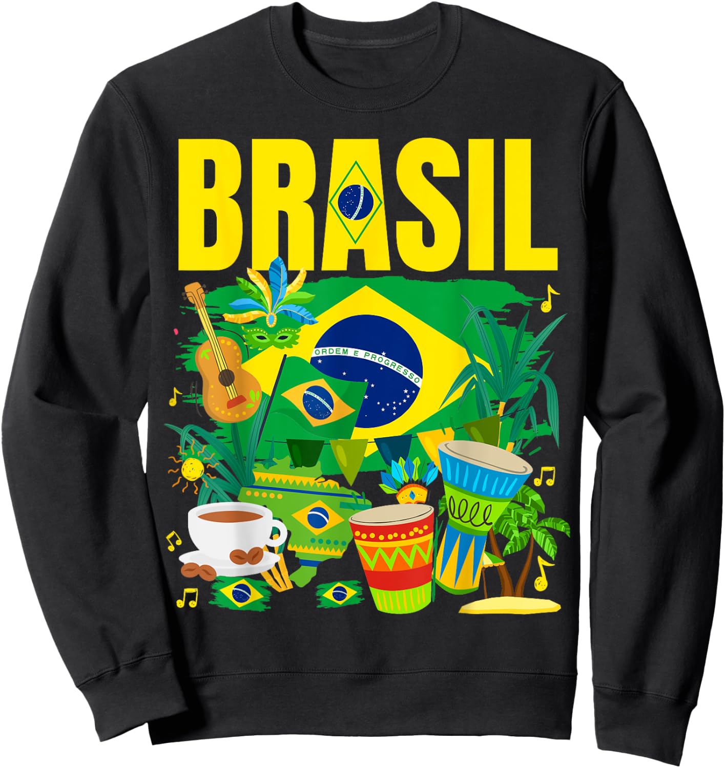 Brazil Flag - Outfit Idea - Brazilian Flag , Black, S Sweatshirt - Sweatshirt | Black