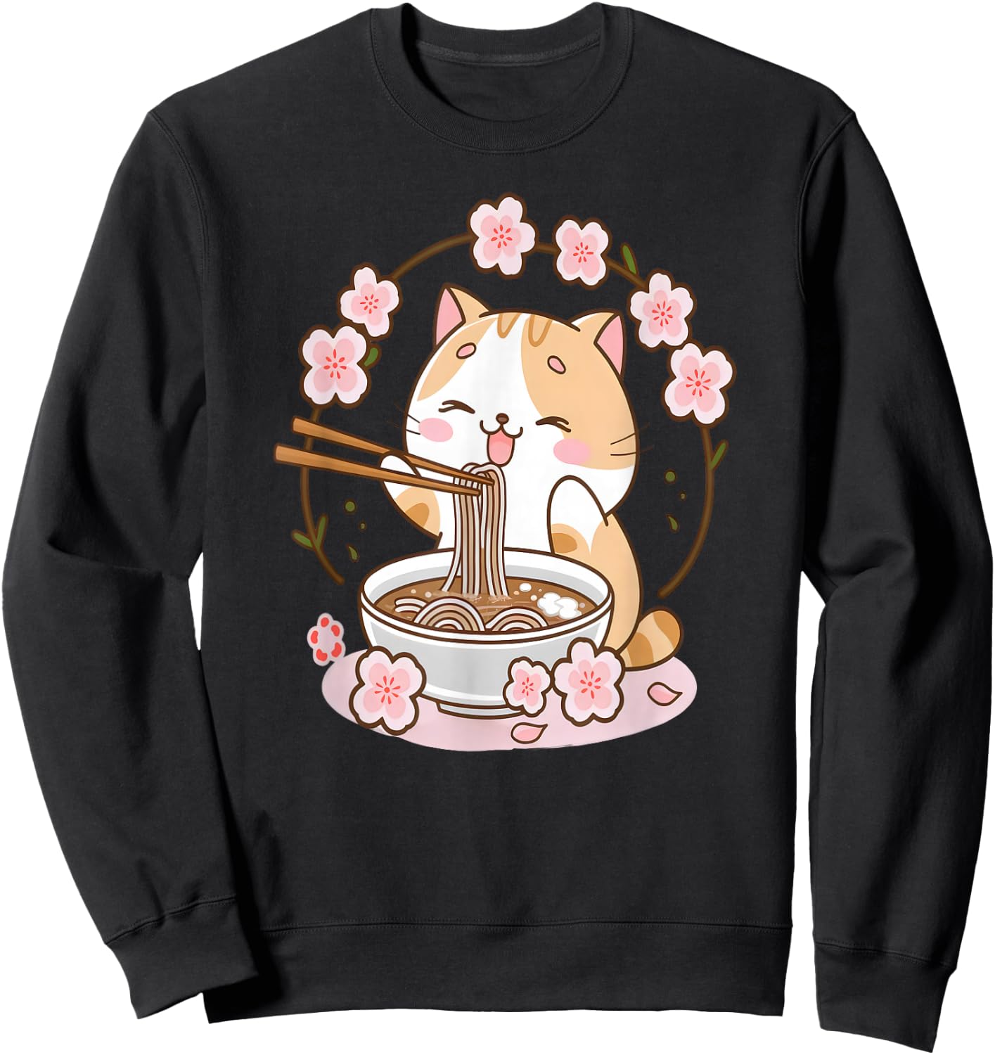 Ramen Cat Anime - Kawaii Clothes Otaku Clothing Manga Sweatshirt - Sweatshirt | Black
