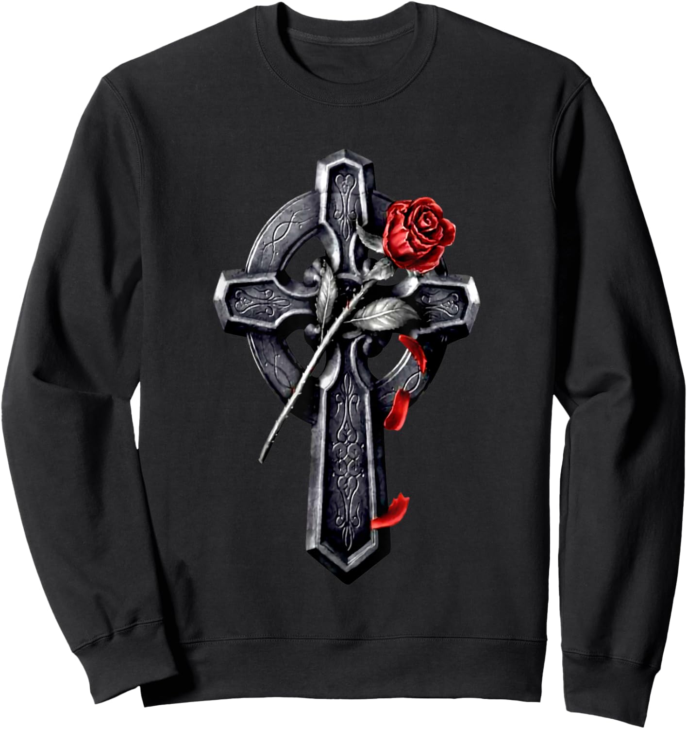 Faith Cross Rose Jesus Christian Lover Sweatshirt - Sweatshirt | Black