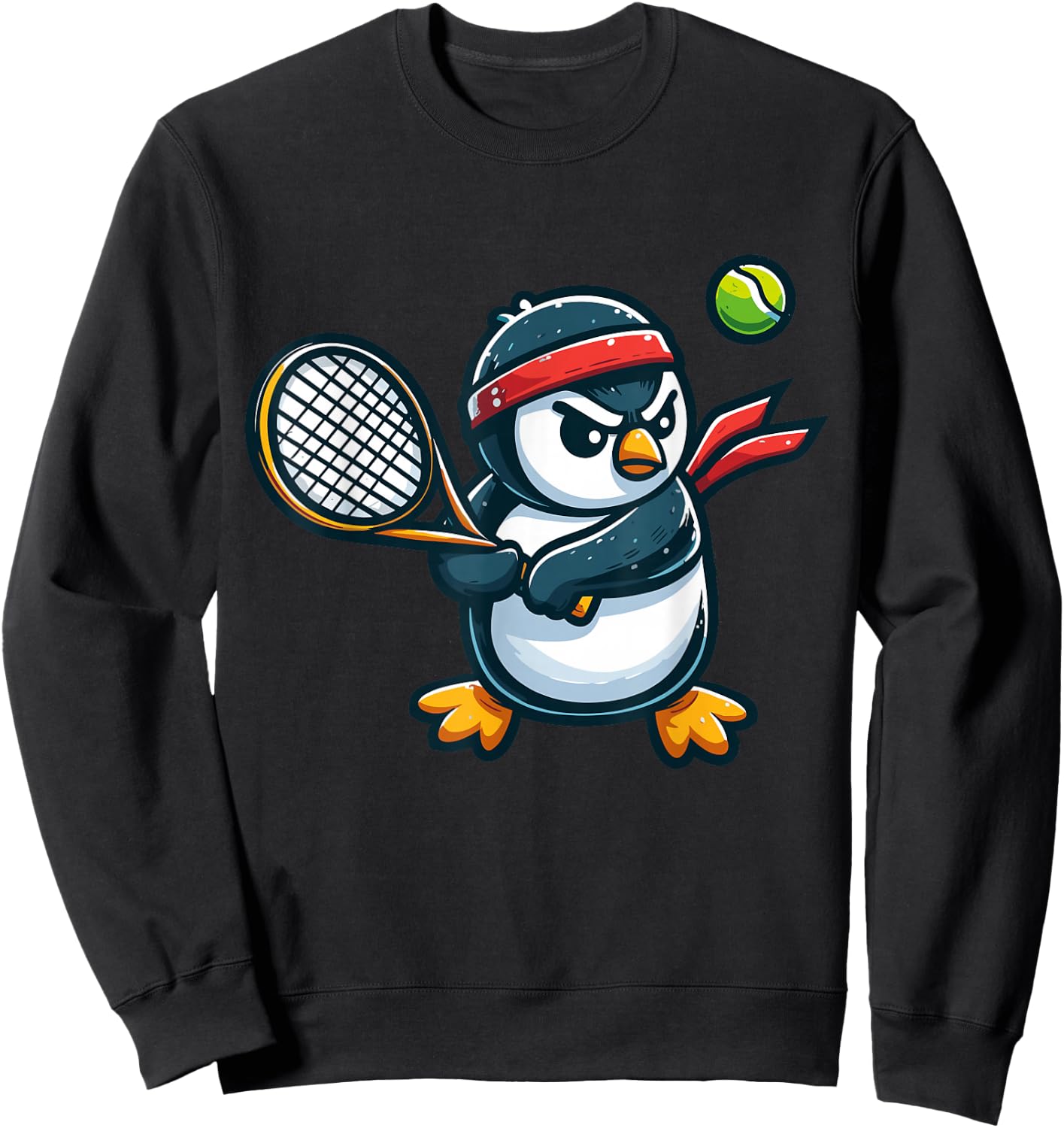 Penguin Tennis Club Animals Sport Tournament Sweatshirt - Sweatshirt | Black