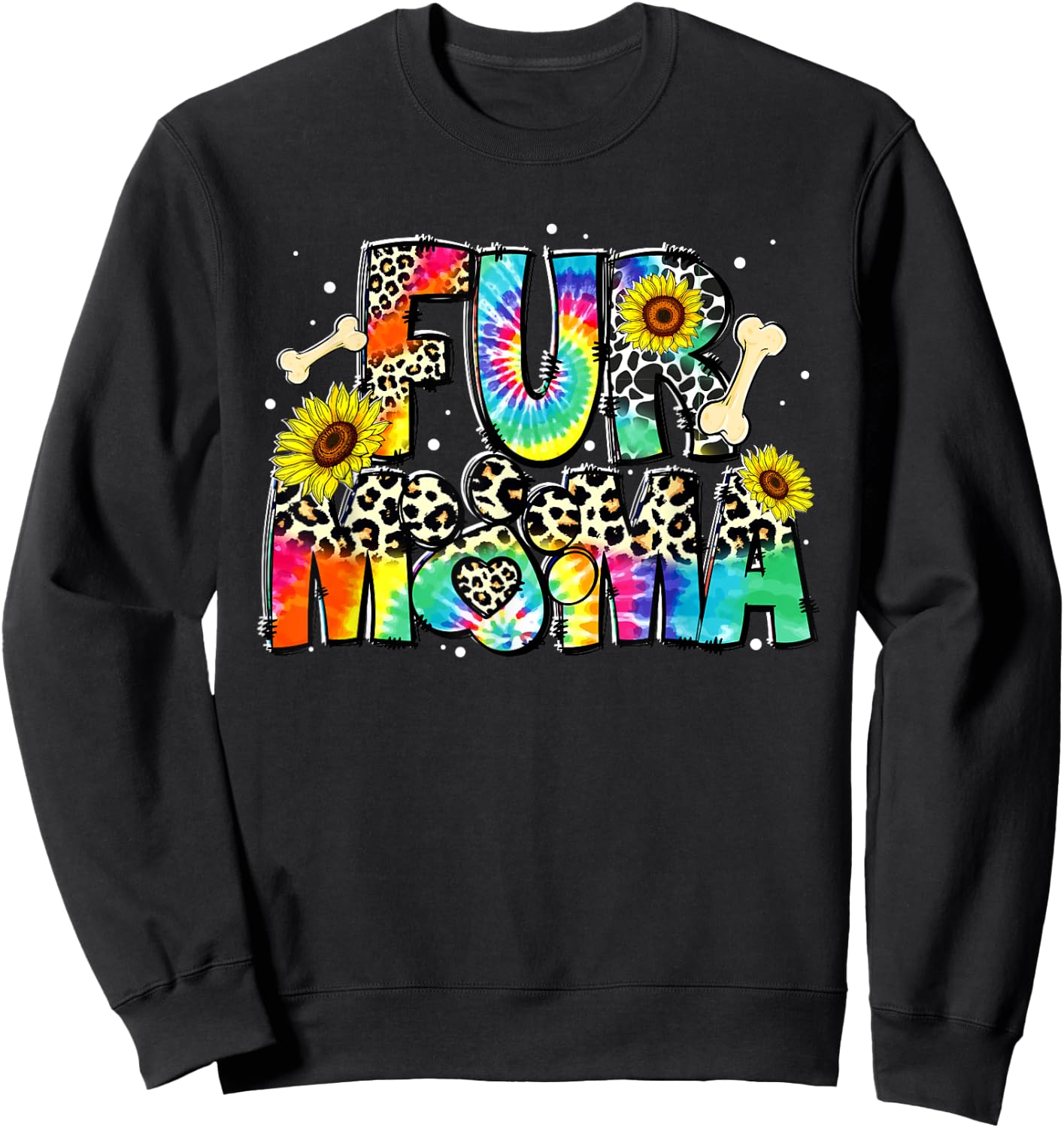 Fur Mama Tie Dye Leopard Mother's Day Dog Mom Life Dog Mama Men Women Sweatshirt - Sweatshirt | Black