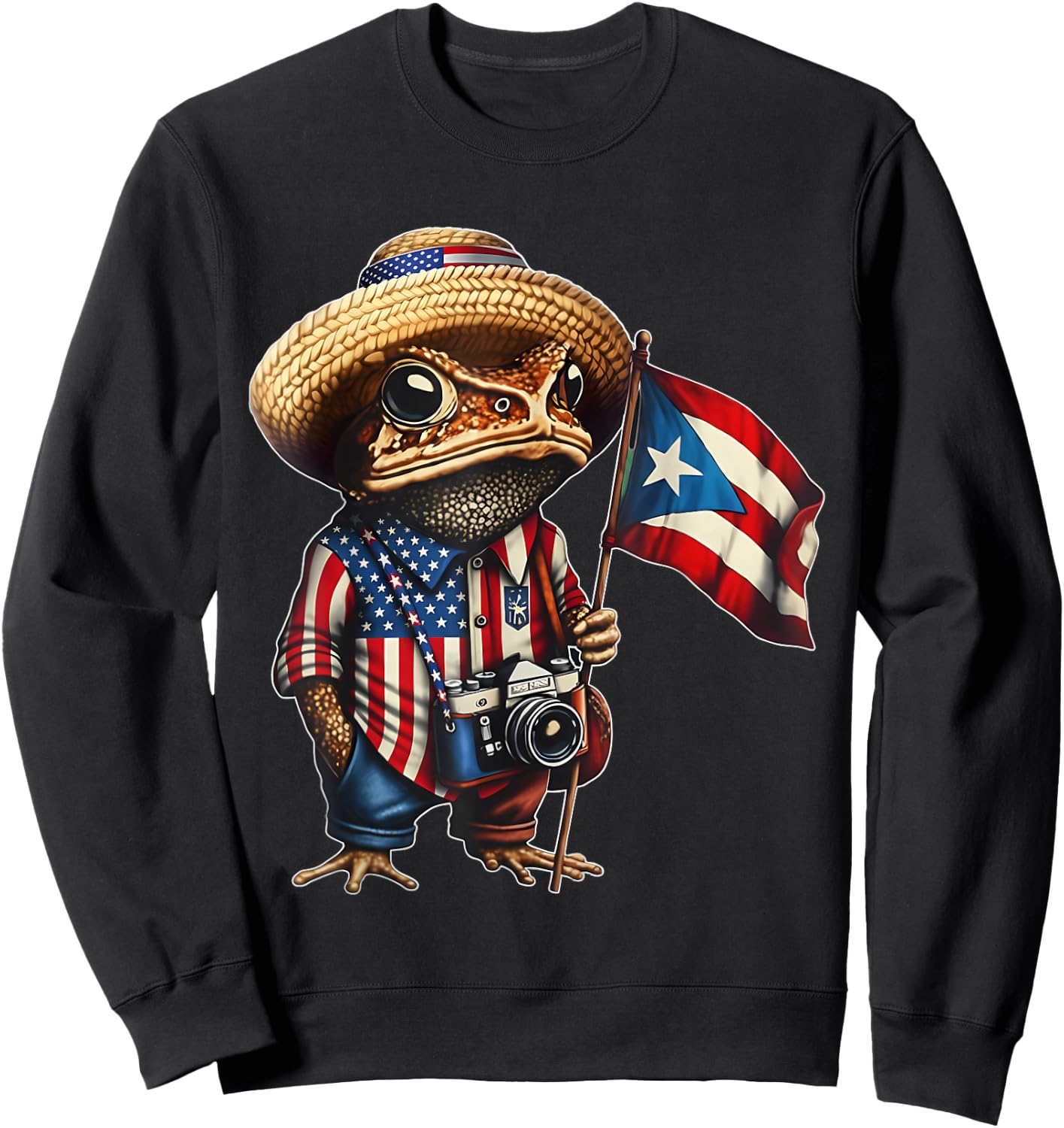 Puerto Rican Flag Boricua Taino Funny Puerto Rico Coqui Sweatshirt - Sweatshirt | Black