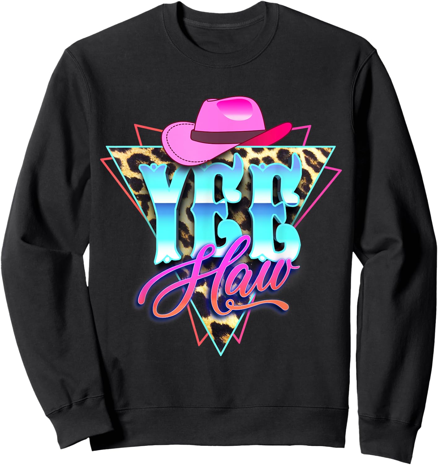 Yee Haw Howdy Rodeo Country Leopard Yeehaw Southern Cowgirl Sweatshirt - Sweatshirt | Black