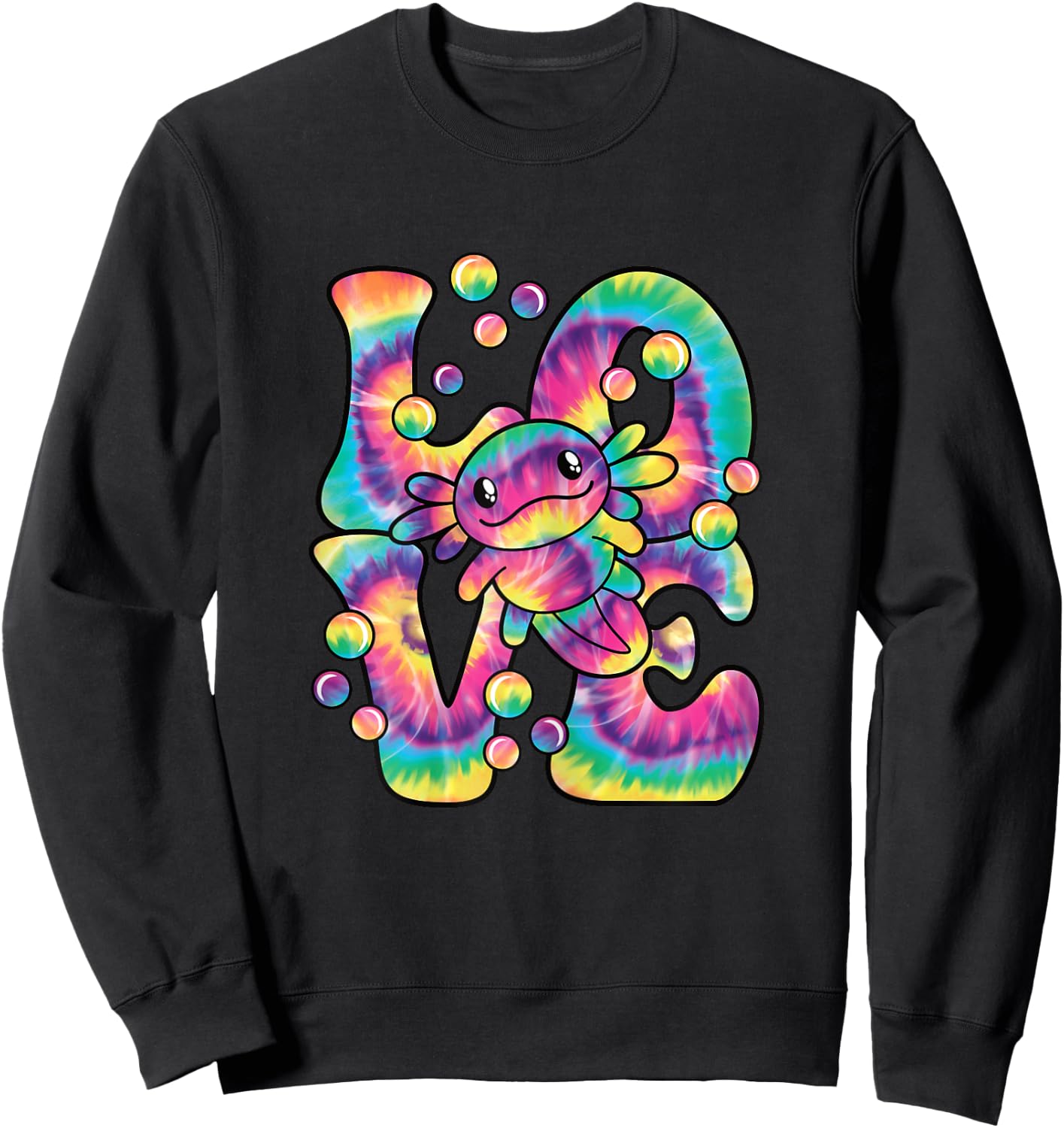 Love Axolotl Colorful Axolotl Women Girls Sweatshirt - Sweatshirt | Black