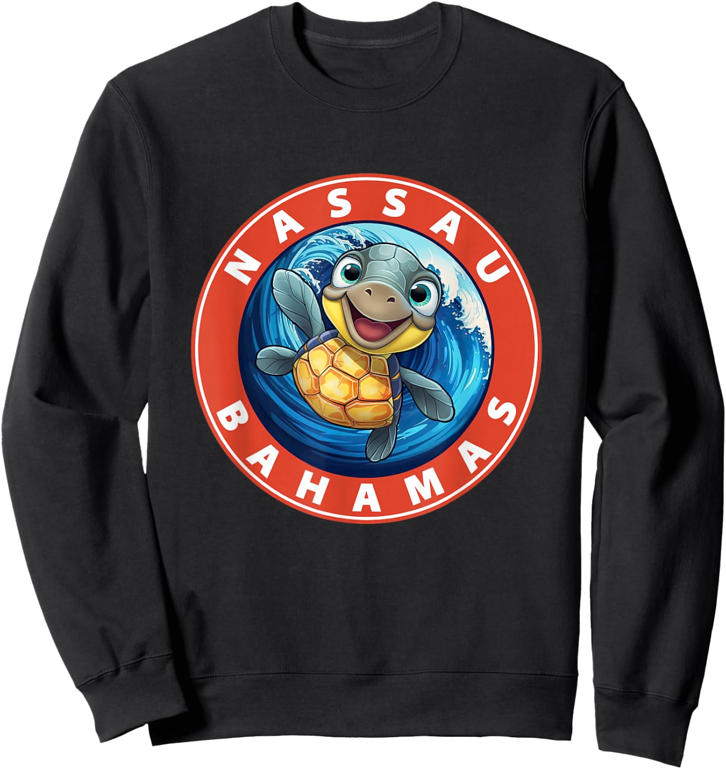 Nassau Bahamas Smiling Baby Sea Turtle Souvenir Sweatshirt - Sweatshirt | Black