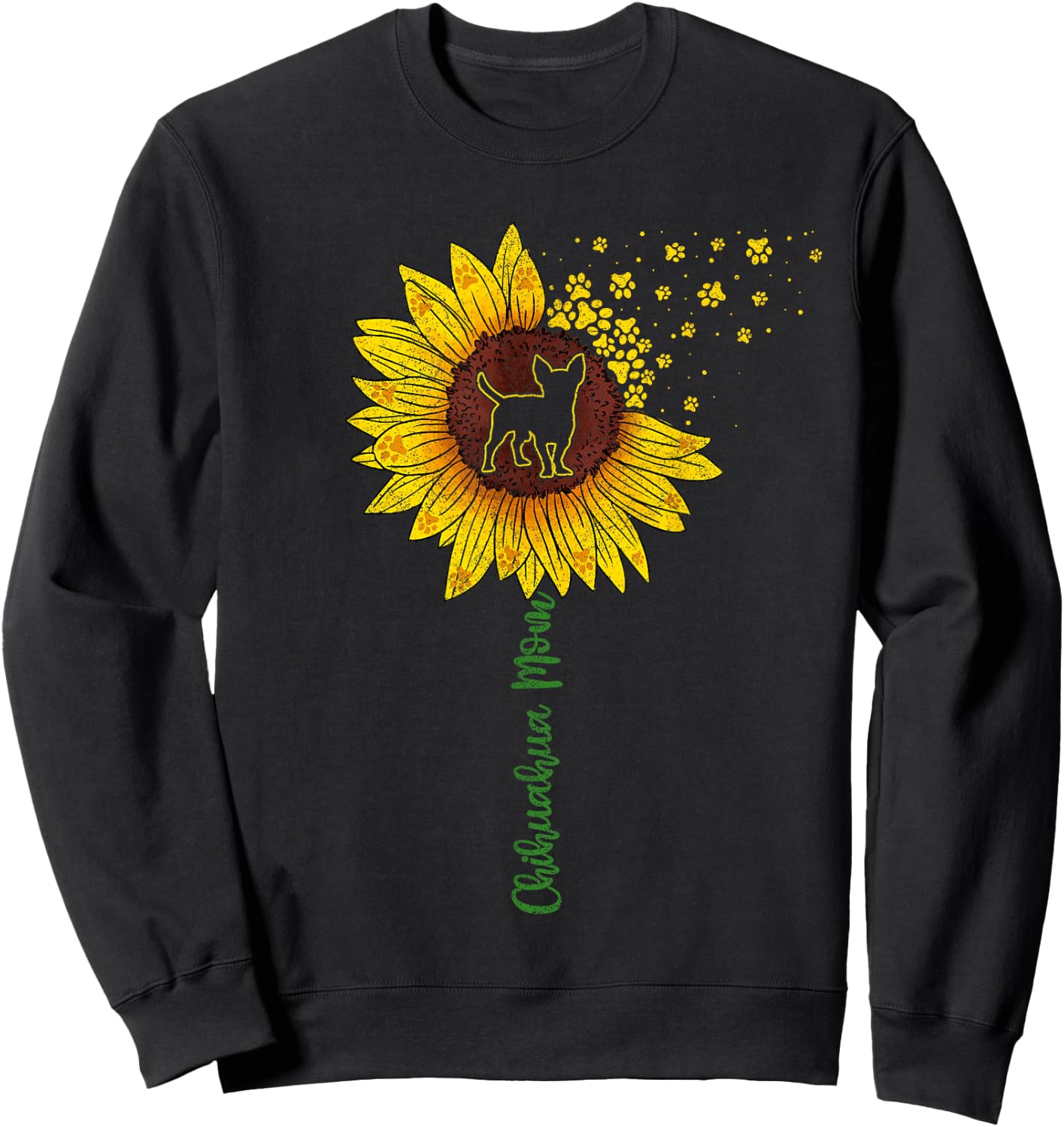 Chihuahua Mama Sunflower Shirt, Mothers Day Dog Mom Sweatshirt - Sweatshirt | Black