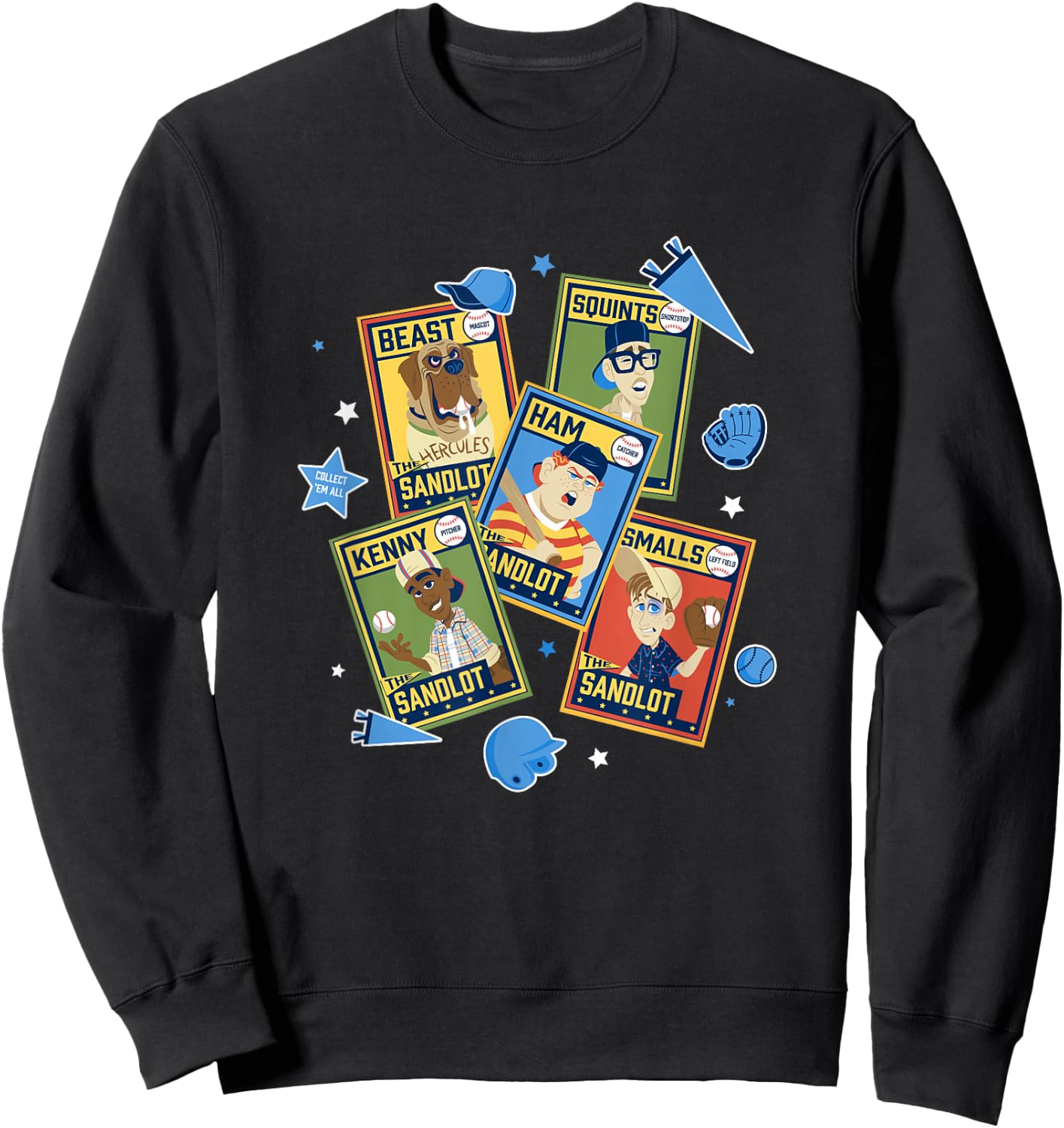 The Sandlot Character Trading Cards Collect Em All Sweatshirt - Sweatshirt | Black