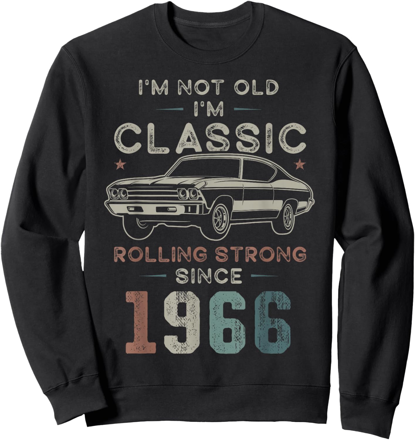 Born in 1966, 60th Birthday Classic Car Sweatshirt - Sweatshirt | Black