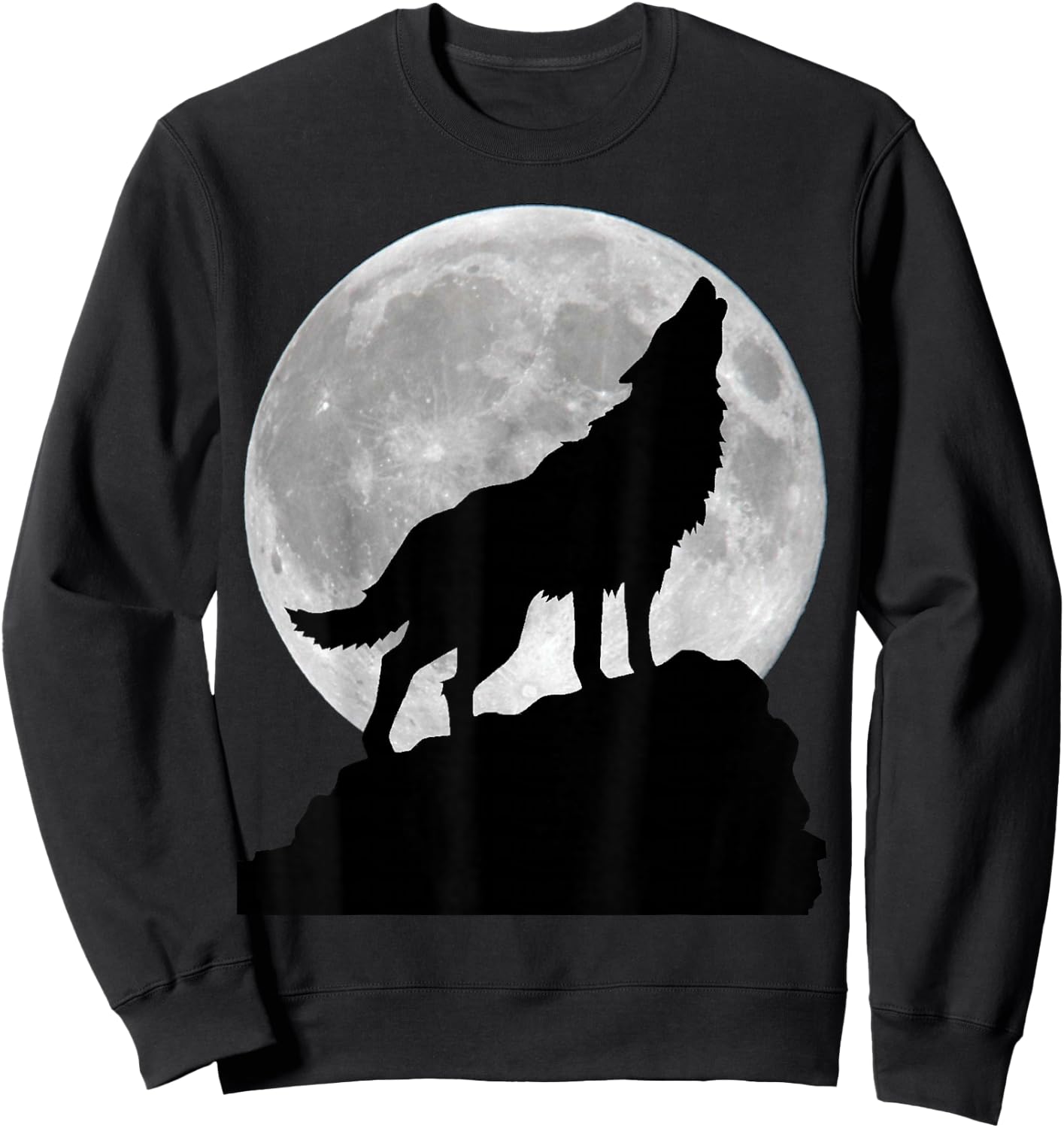 Wolf in moon light - Cool full dog pup howling Sweatshirt - Sweatshirt | Black