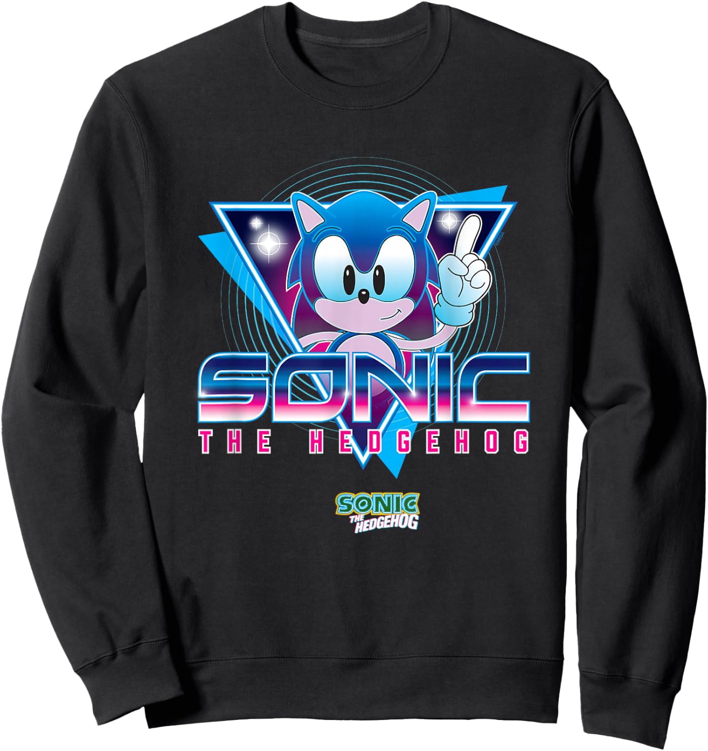 Sonic The Hedgehog Sonic Retro Neon Logo Sweatshirt - Sweatshirt | Black