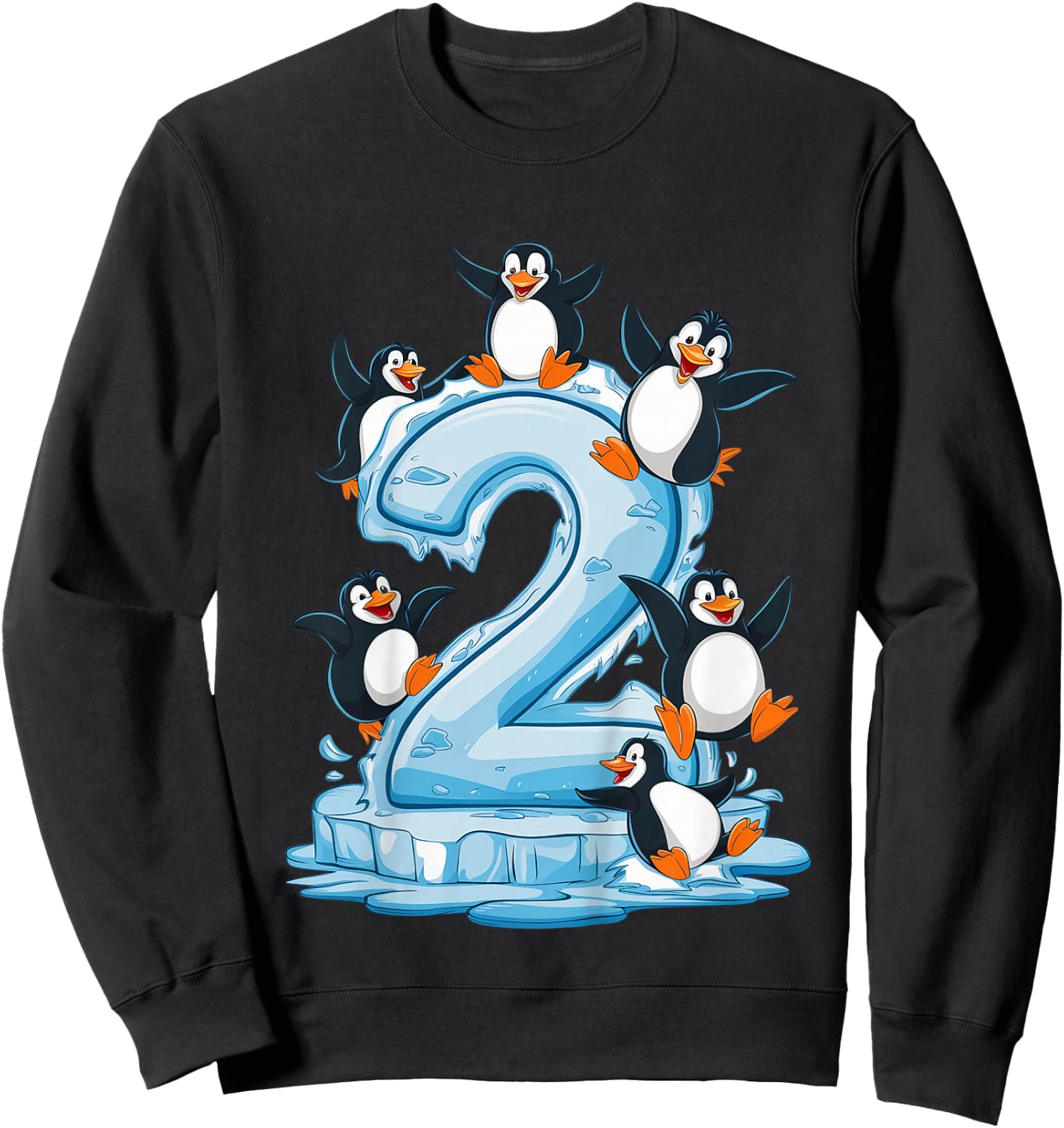 Kids Penguins 2nd Birthday Boys Girls 2 Years Penguin , black Sweatshirt - Sweatshirt | Black