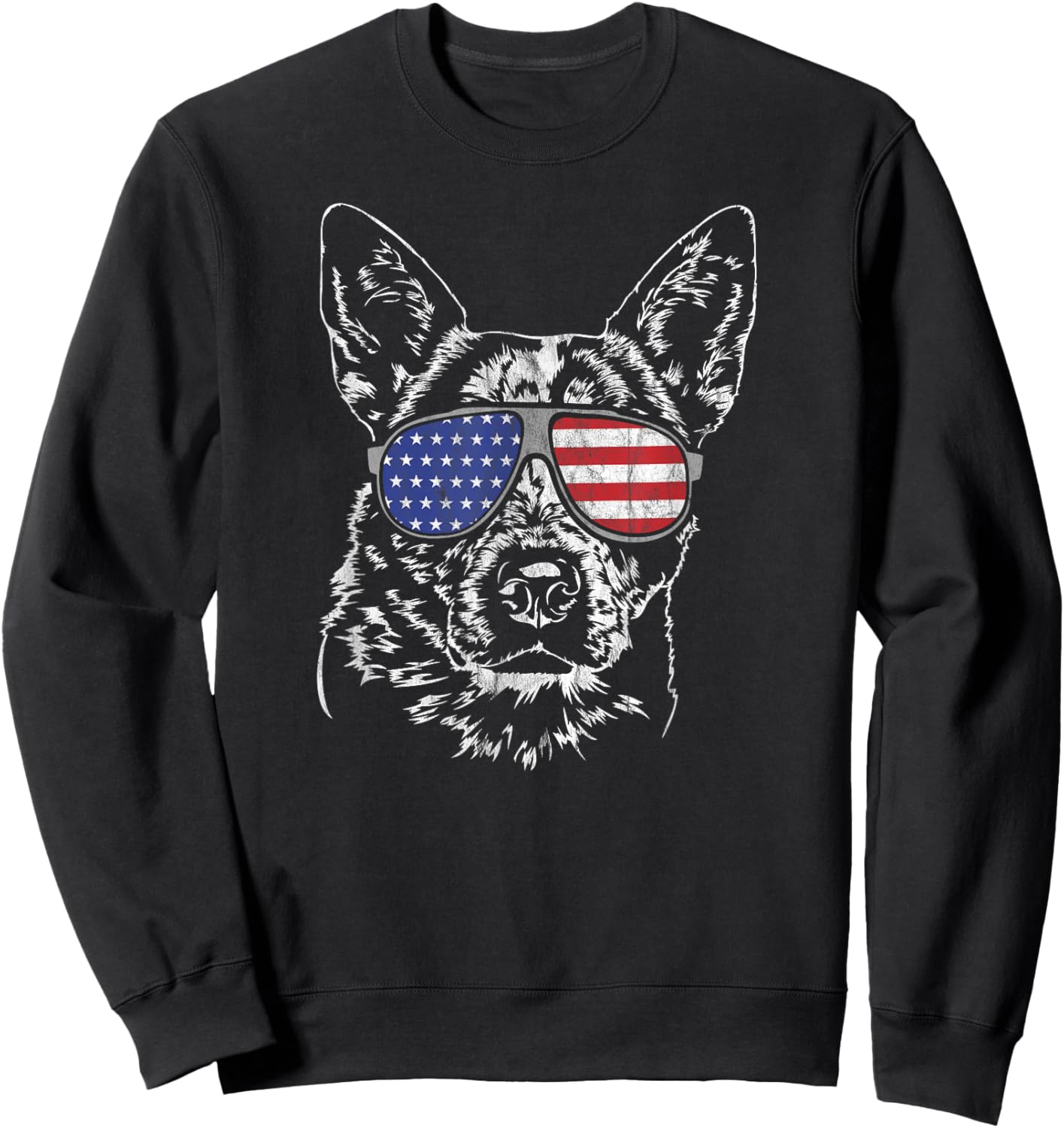 Funny Proud Cattle Dog Heeler American Flag Gift Sweatshirt - Sweatshirt | Black
