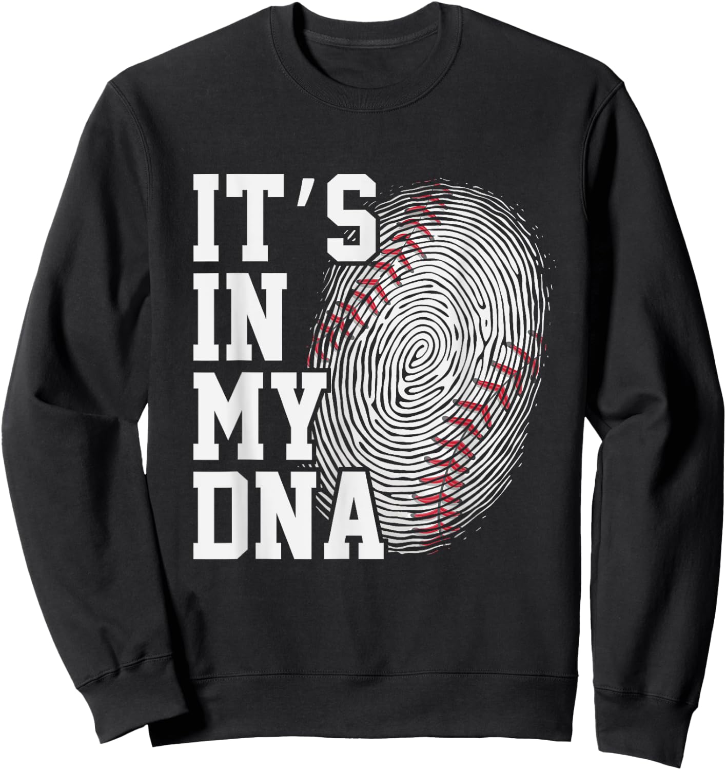 Baseball It's In My DNA Men Women Kids Fingerprint Vintage Sweatshirt - Sweatshirt | Black