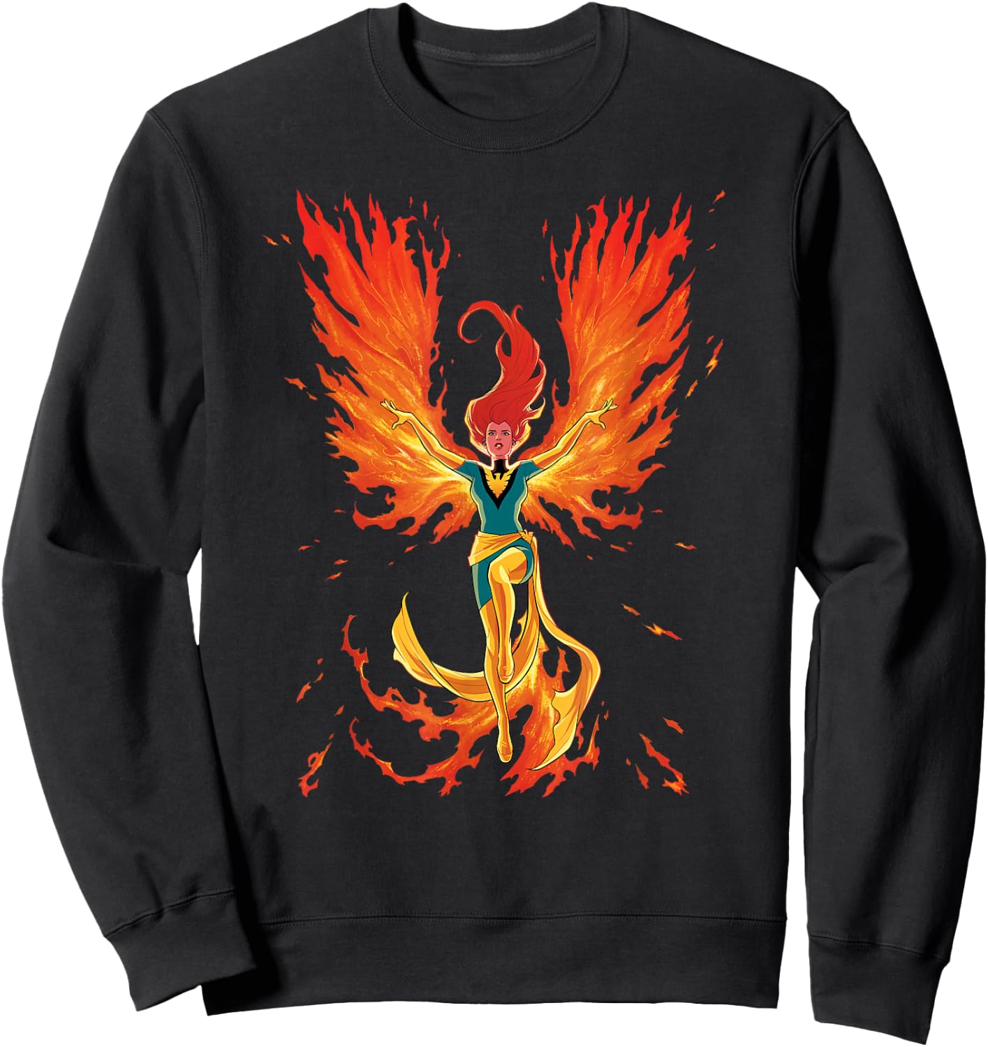 Marvel X-Men Jean Grey Phoenix Cosmic Flames Sweatshirt - Sweatshirt | Black