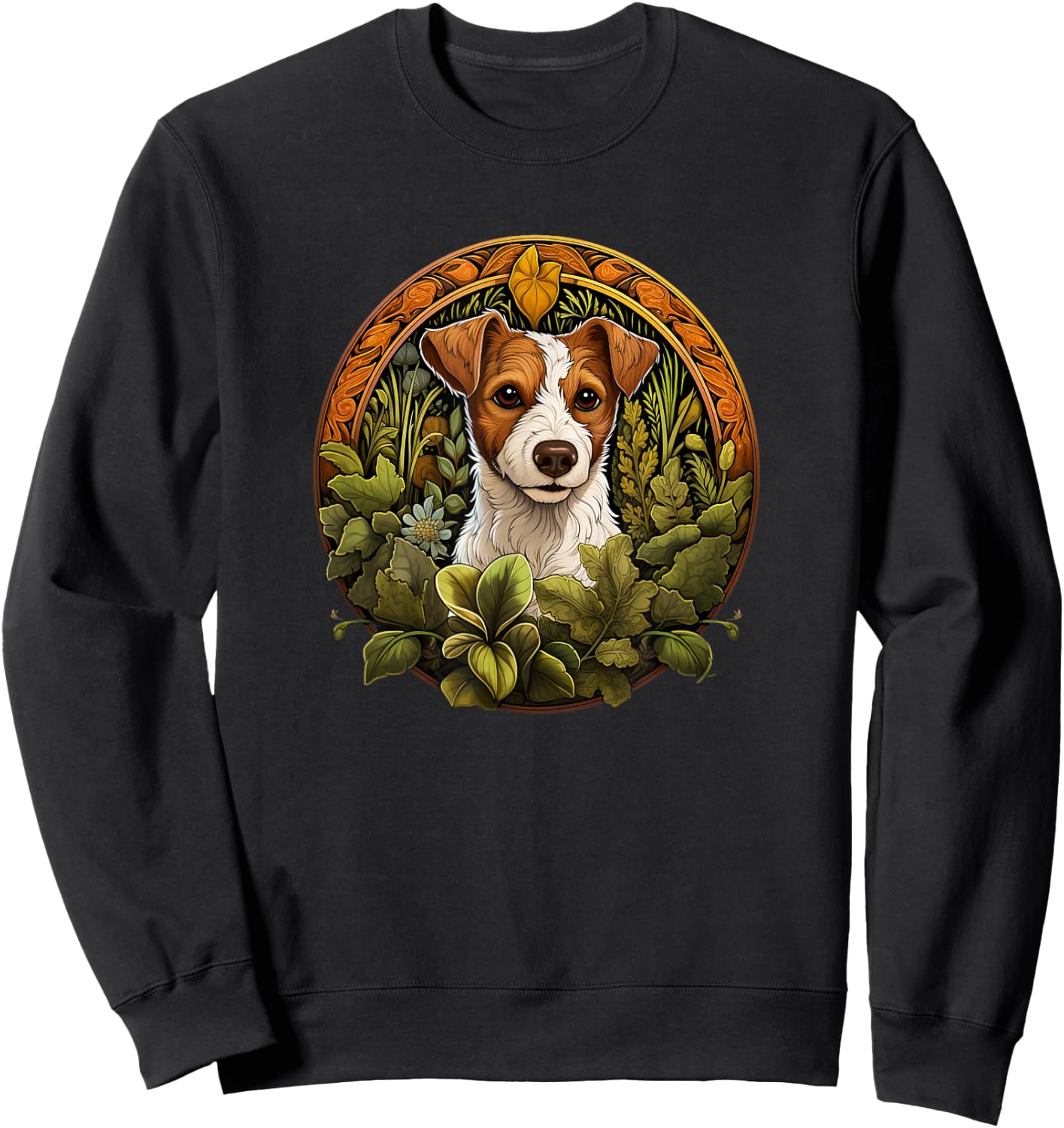JRT Dog Lover Round Stained Glass Jack Russell Sweatshirt - Sweatshirt | Black