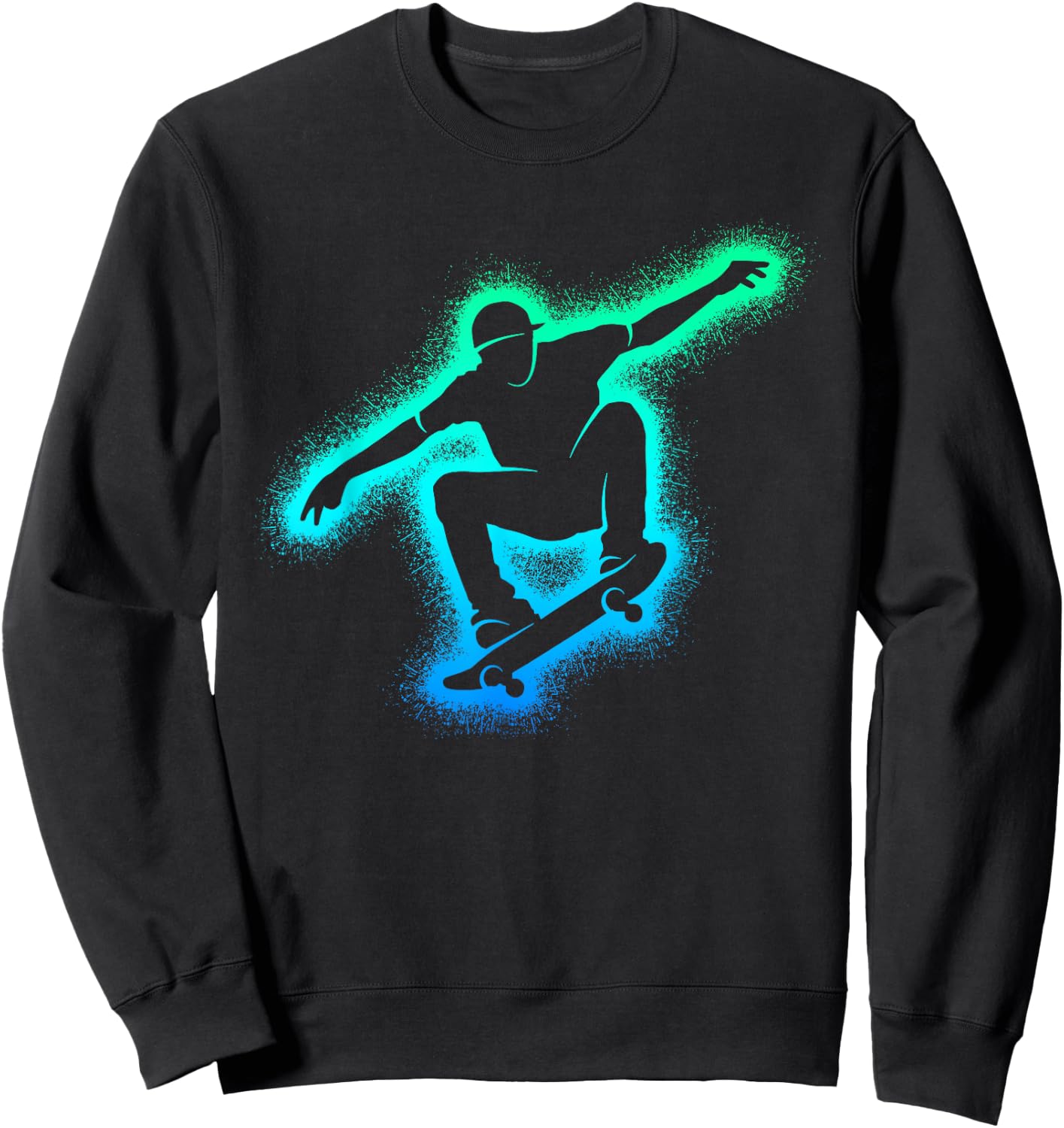 Skate Skateboarder Skater Child Man Boy Skateboard , Black, S Sweatshirt - Sweatshirt | Black