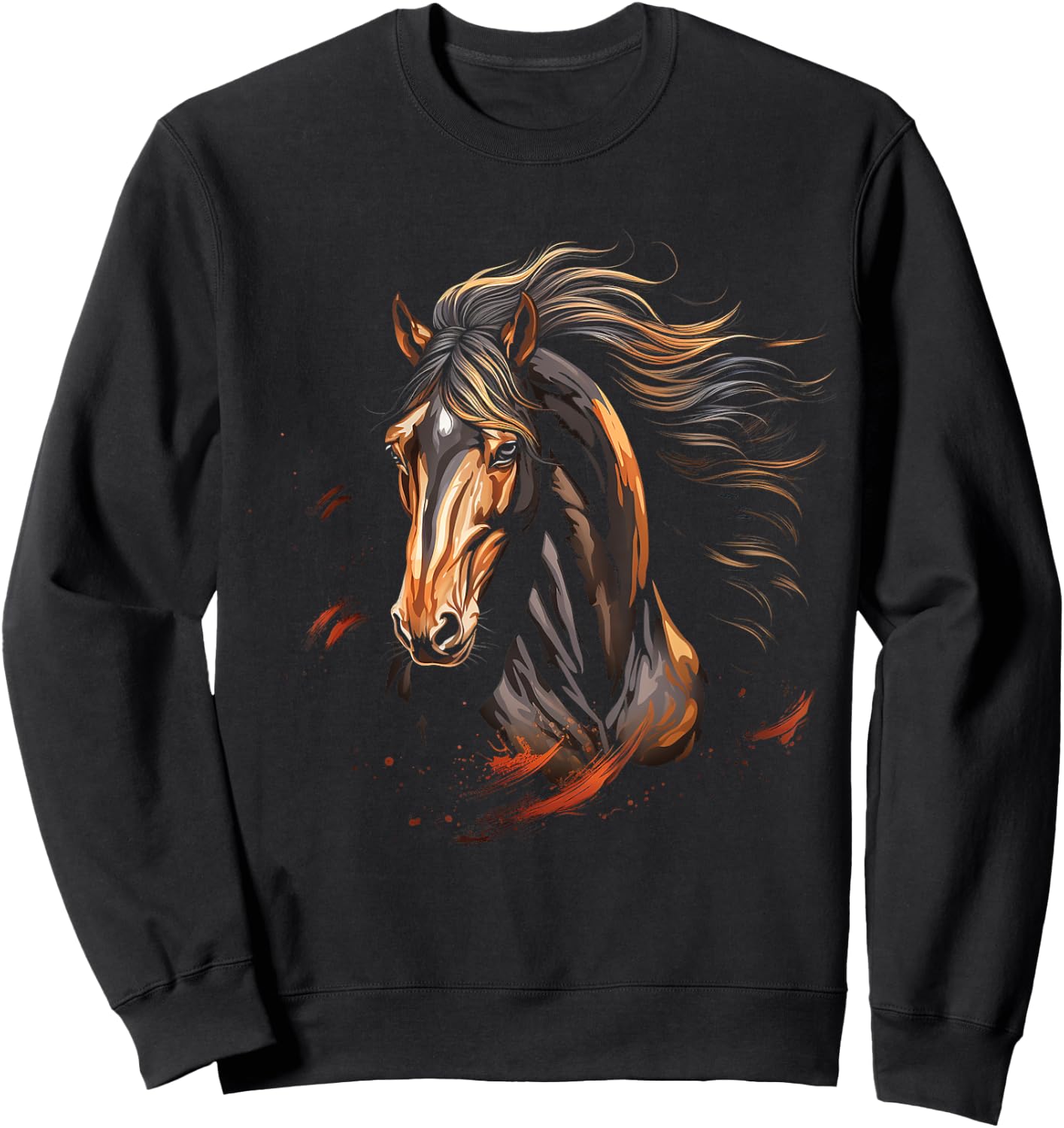 Mustang Pferd Wildnis Bunt Pferdliebhaber Tierwelt Reiten Sweatshirt - Sweatshirt | Black