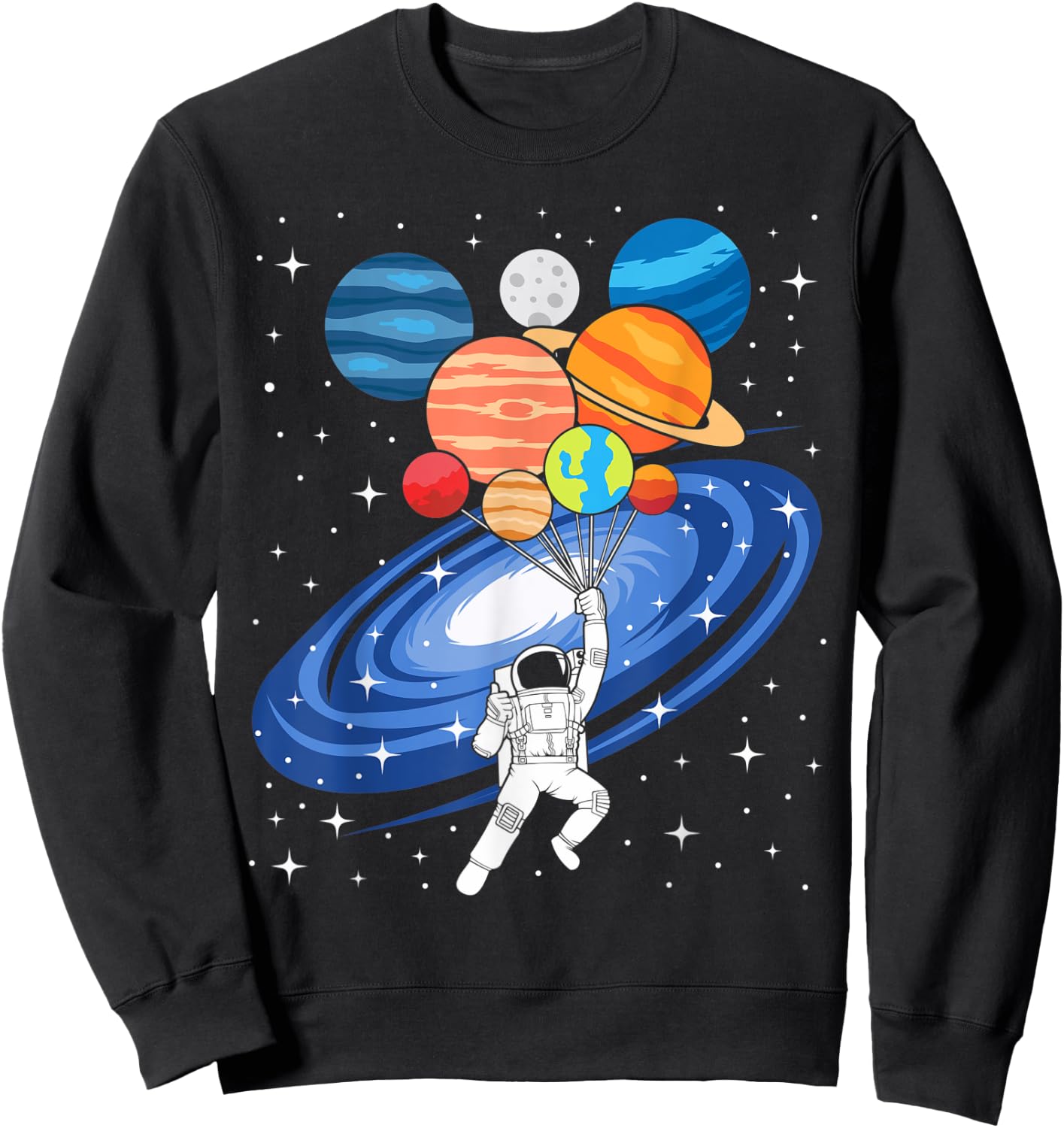 Solar System Galaxy of Planets Space Birthday Astronaut Sweatshirt - Sweatshirt | Black