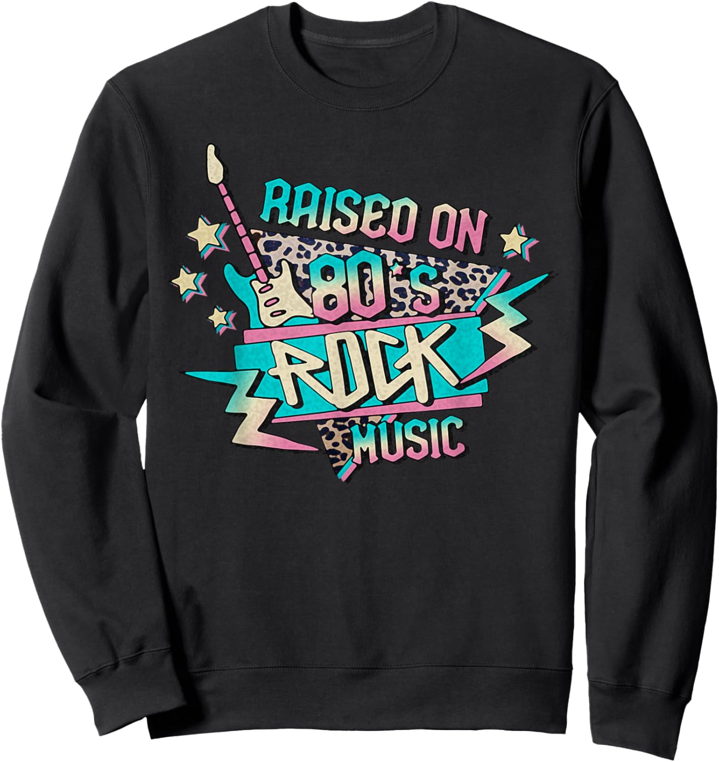 Vintage 80's Rock Music Eighties Hair Bands Guitarist Sweatshirt - Sweatshirt | Black