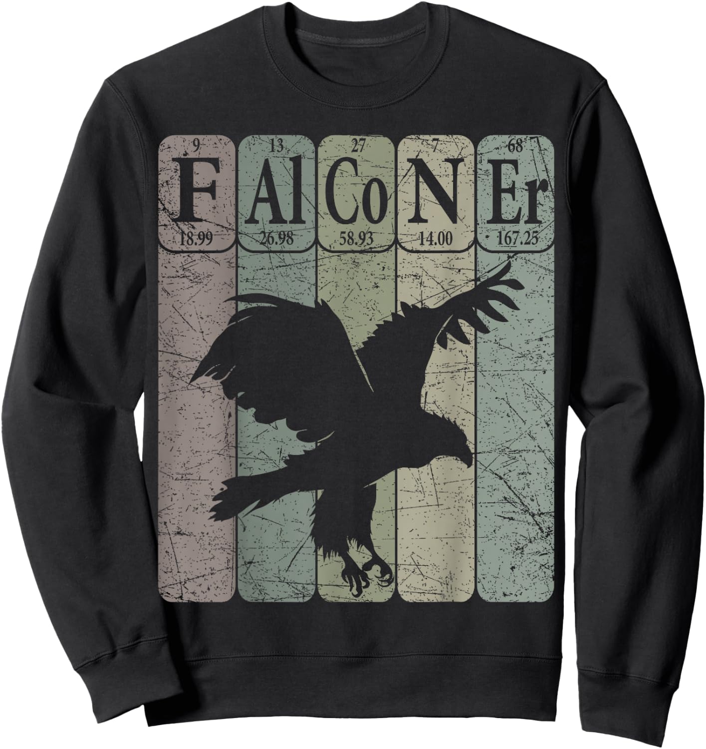 Falconer Periodic Table Elements Falconry Ornithology Sweatshirt - Sweatshirt | Black
