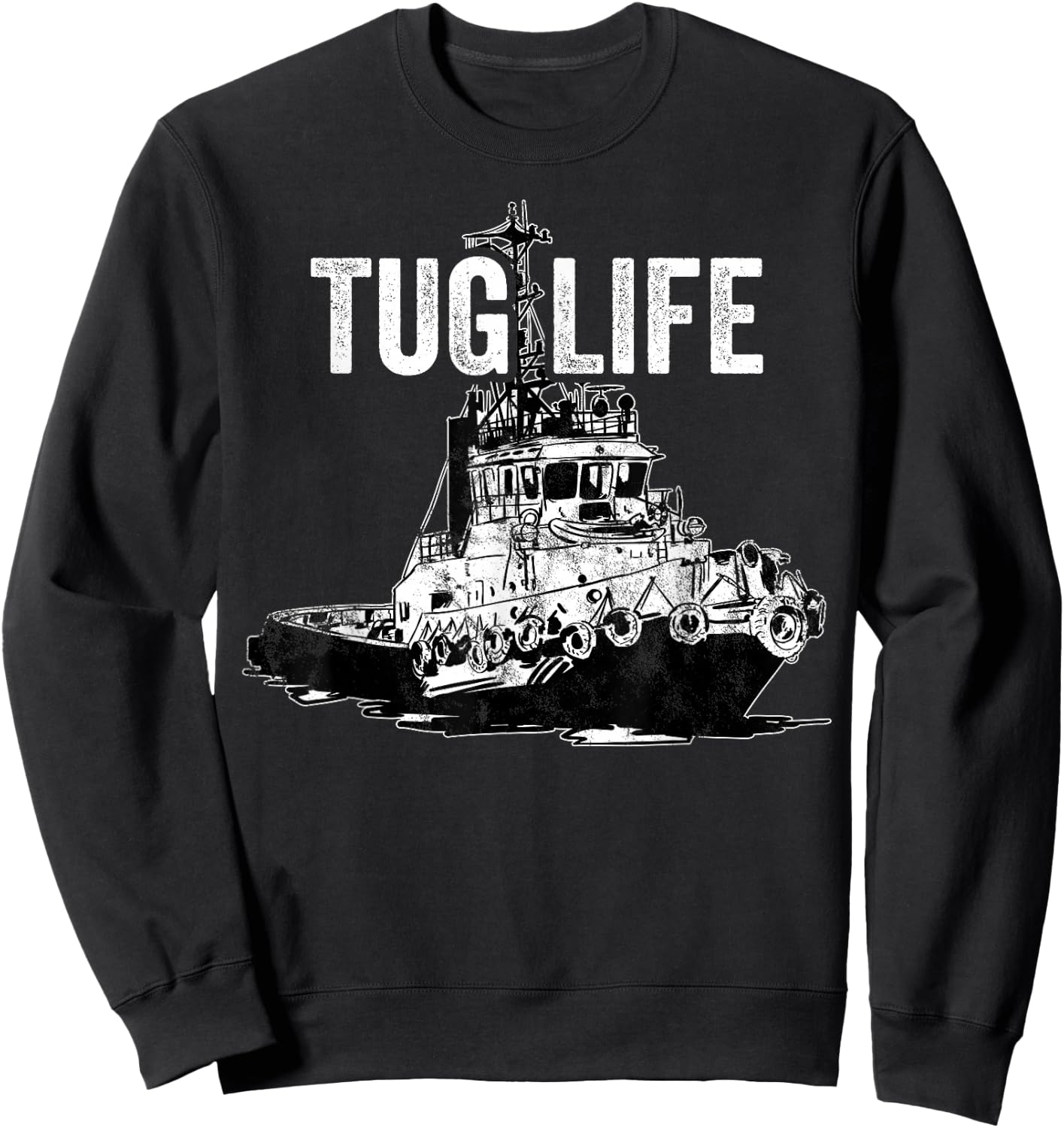 Retro Tugboat Captain Tug Boat Sweatshirt - Sweatshirt | Black