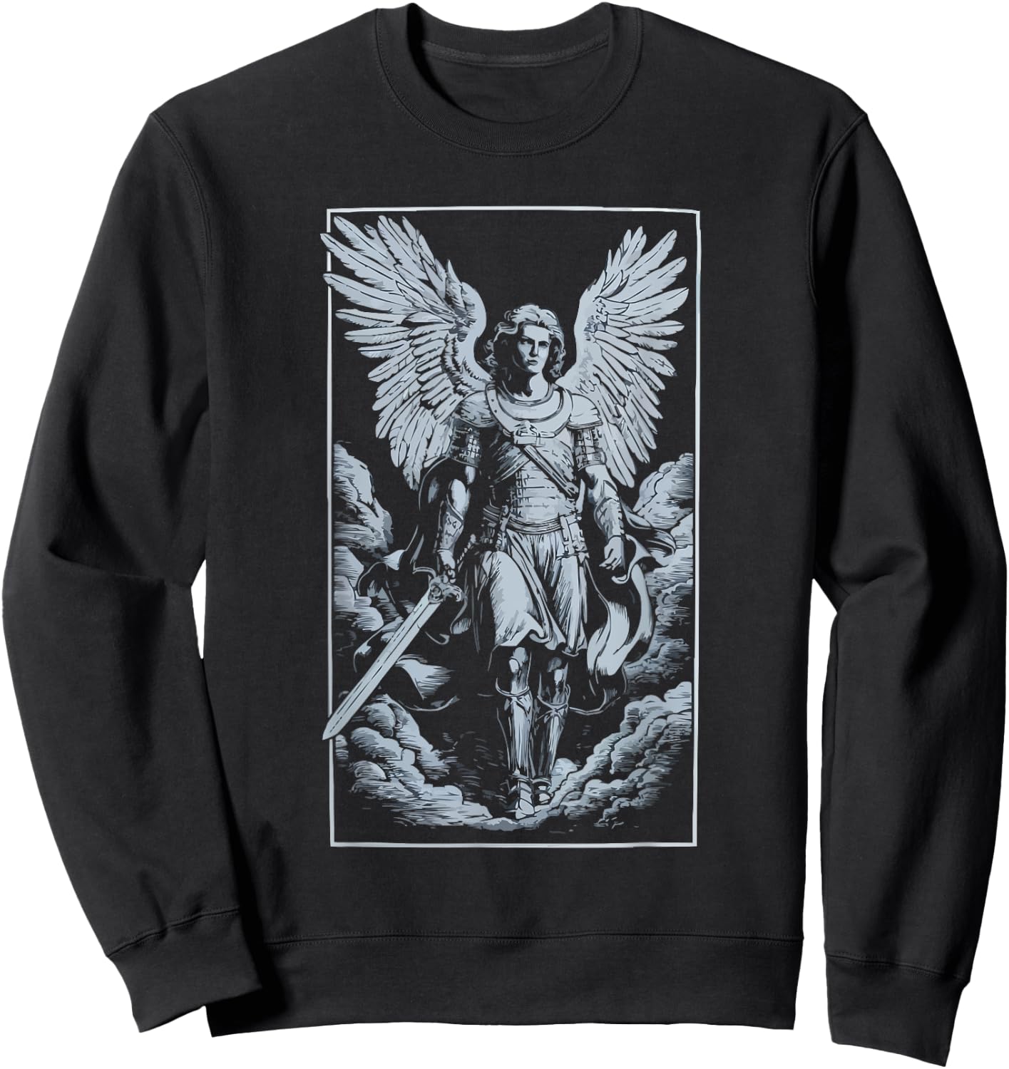 Archangel Catholic Religion Christianity Guardian Angel Sweatshirt - Sweatshirt | Black