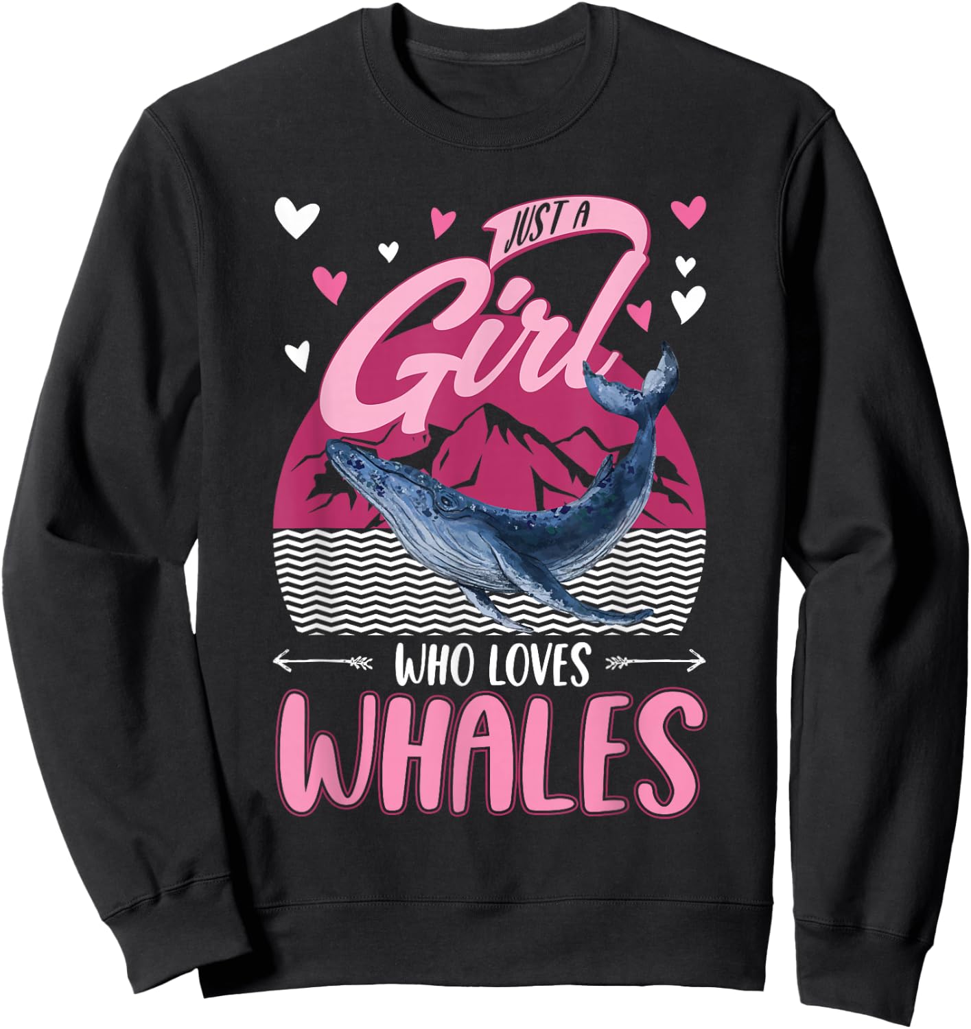 Whale Girl Humpback Whale Blue Whale Sweatshirt - Sweatshirt | Black