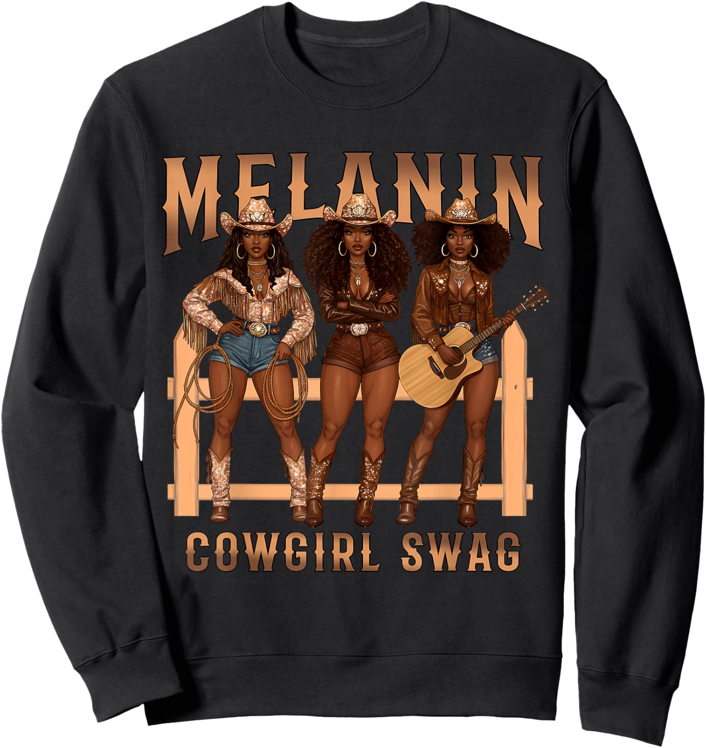 Melanin Cowgirl Swag Black History Month African Girls Women Sweatshirt - Sweatshirt | Black