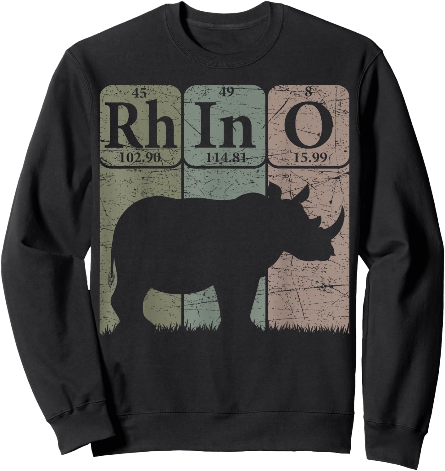 Rhino Periodic Table Elements Rhino Lover Rhinoceros Retro Sweatshirt - Sweatshirt | Black