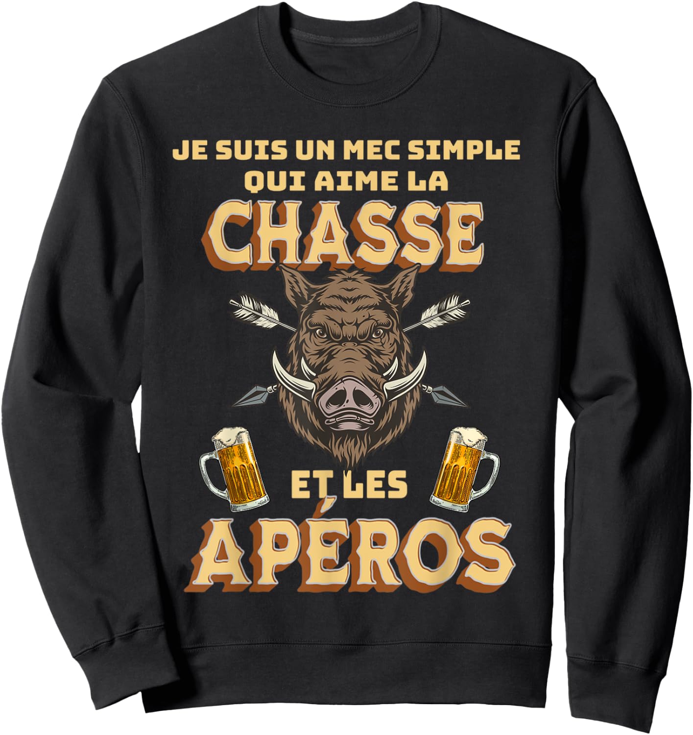 I Love Hunting And Aperitif Gift Hunter , Black, S Sweatshirt - Sweatshirt | Black