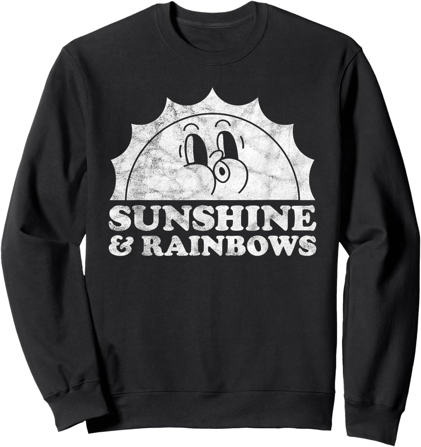 Sunshine and Rainbows Retro Vintage Sun Rainbow Women Kids Sweatshirt - Sweatshirt | Black