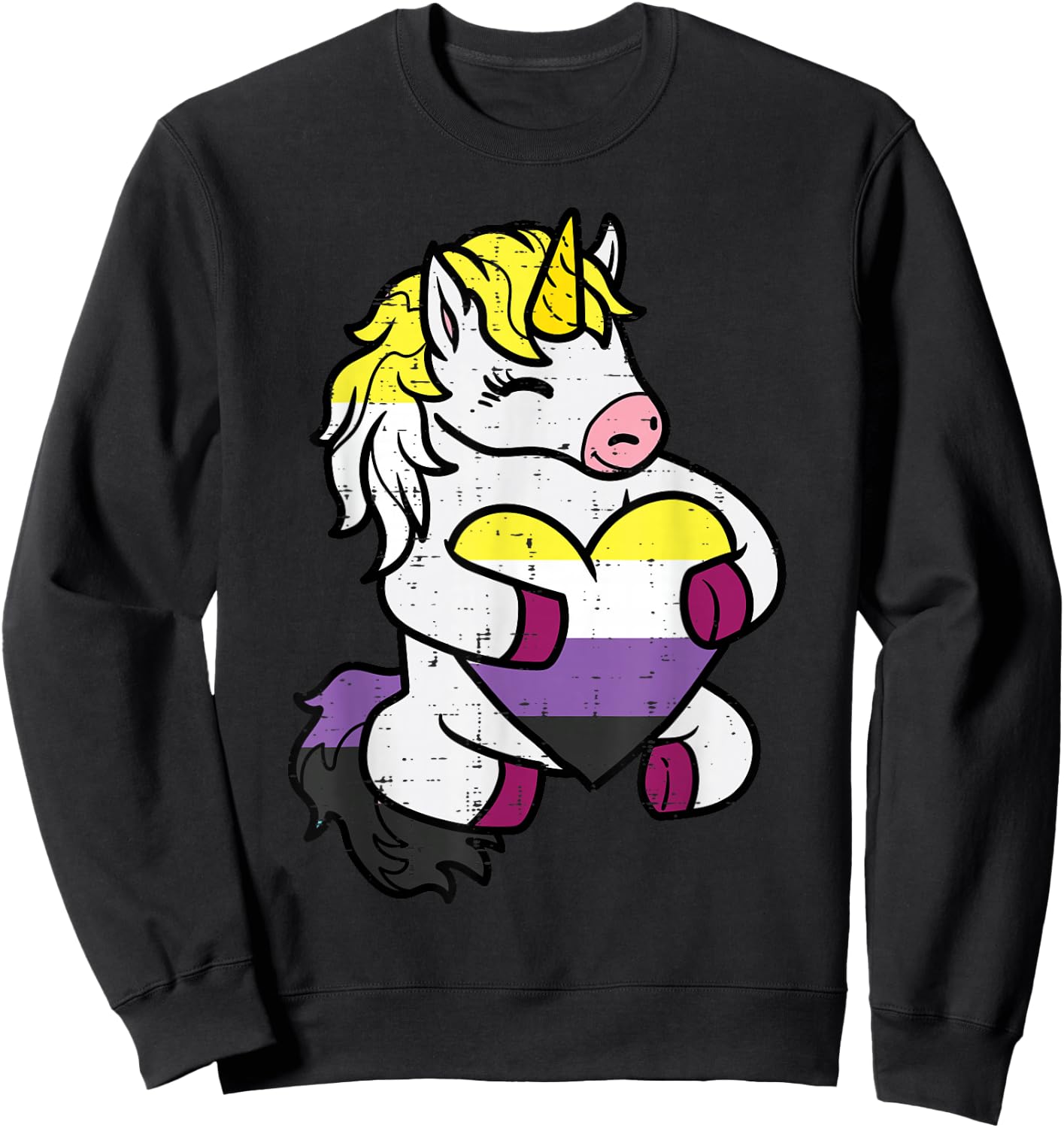 Nonbinary Unicorn Non Binary Enby Pride Lgbt Women Girls Kid Sweatshirt - Sweatshirt | Black