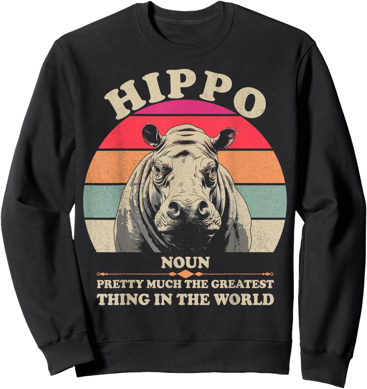 Hippo Definition Shirts Kids Cool Hippopotamus Funny Sweatshirt - Sweatshirt | Black