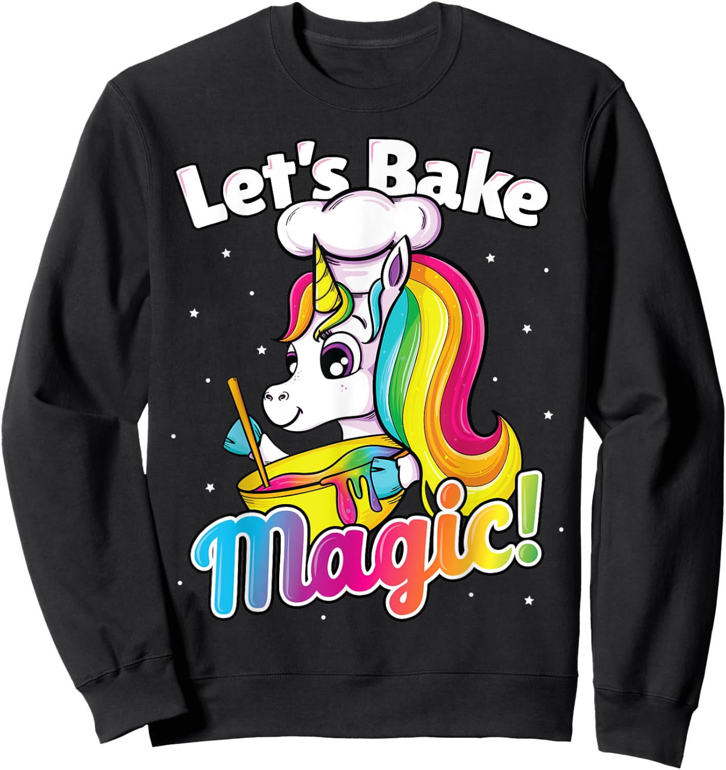 Unicorn Baking Shirt Rainbow Cupcake Cake Girl Gift Cook Kid Sweatshirt - Sweatshirt | Black