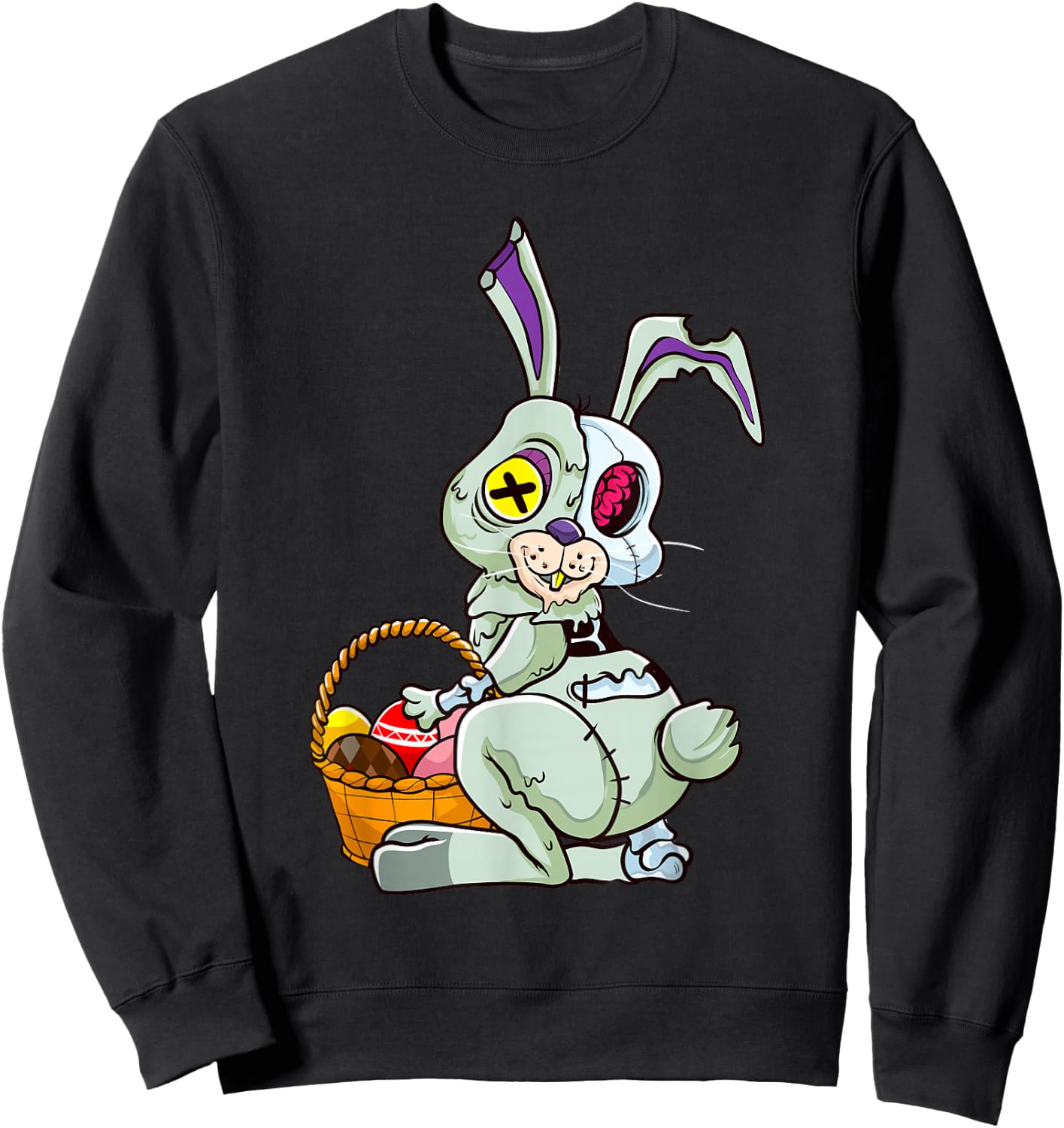 Zombie Easter Bunny Pastel Goth Easter Egg Women Teen Girls Sweatshirt - Sweatshirt | Black