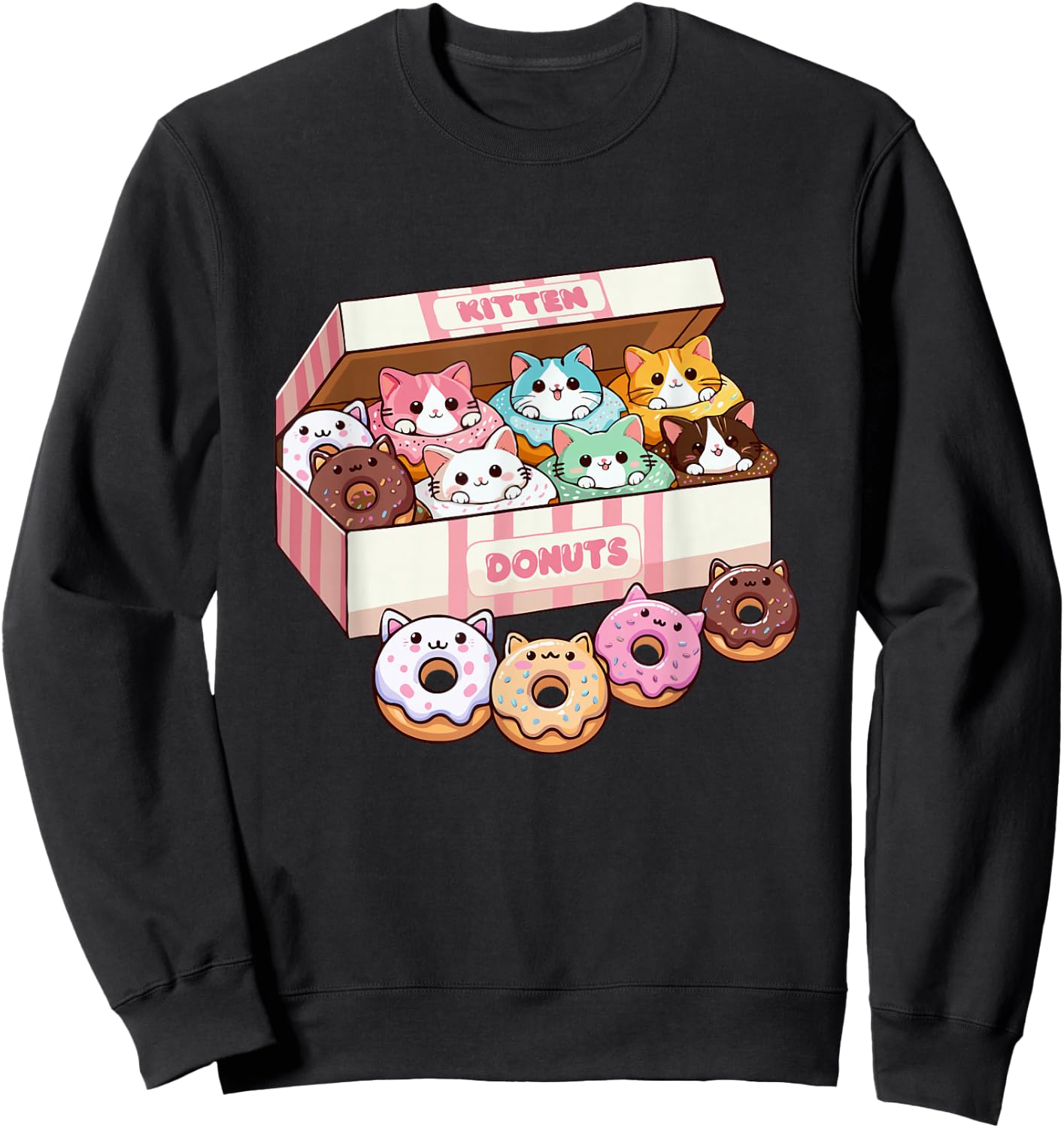Kitten Donuts Pastry Cat Lover Cute Doughnut Cats Sweatshirt - Sweatshirt | Black