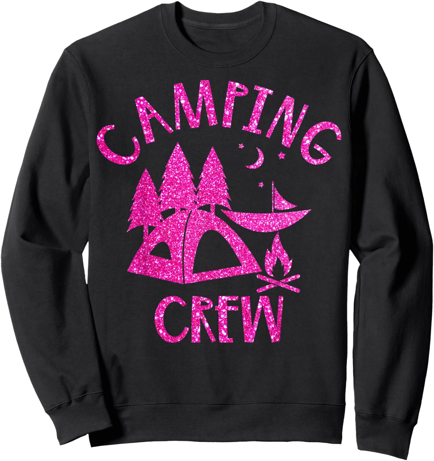Camping Crew Camper Girly Pink Sweatshirt - Sweatshirt | Black
