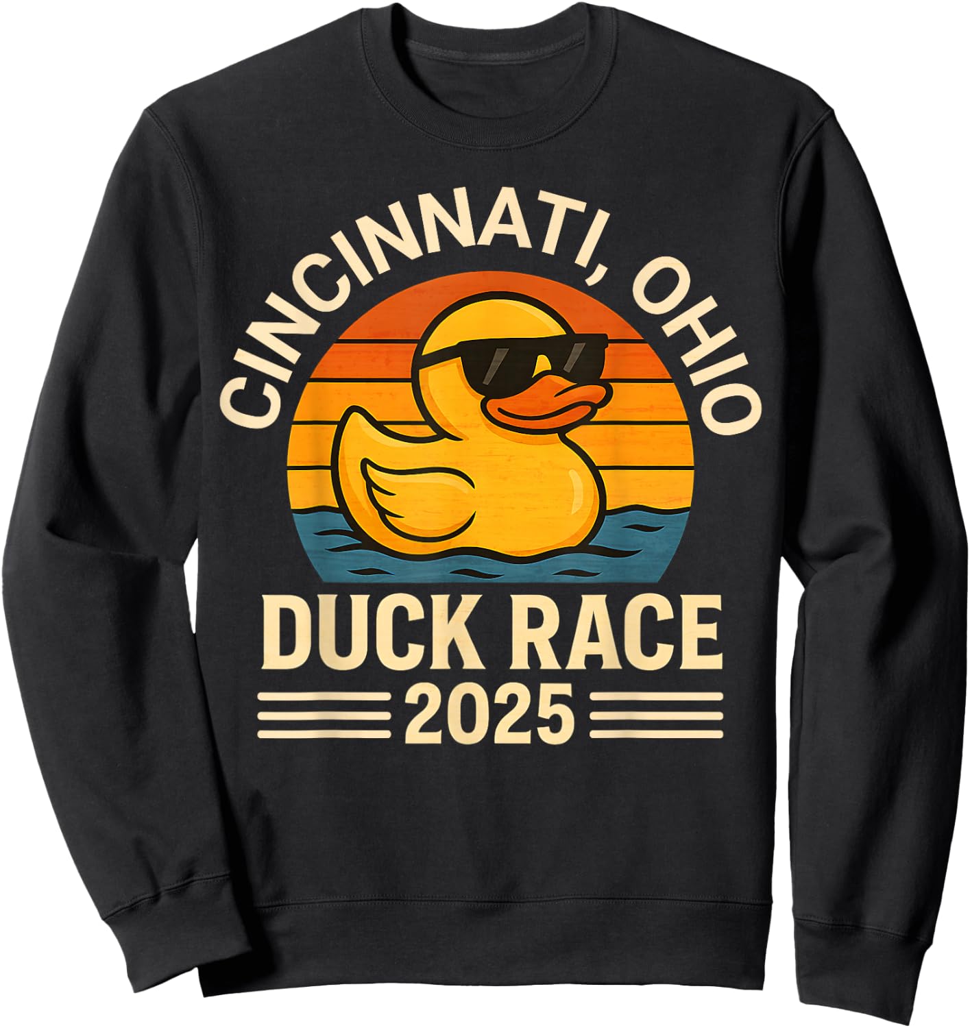 Cincinnati Ohio Duck Race 2025 Rubber Ducky Derby Vintage Sweatshirt - Sweatshirt | Black