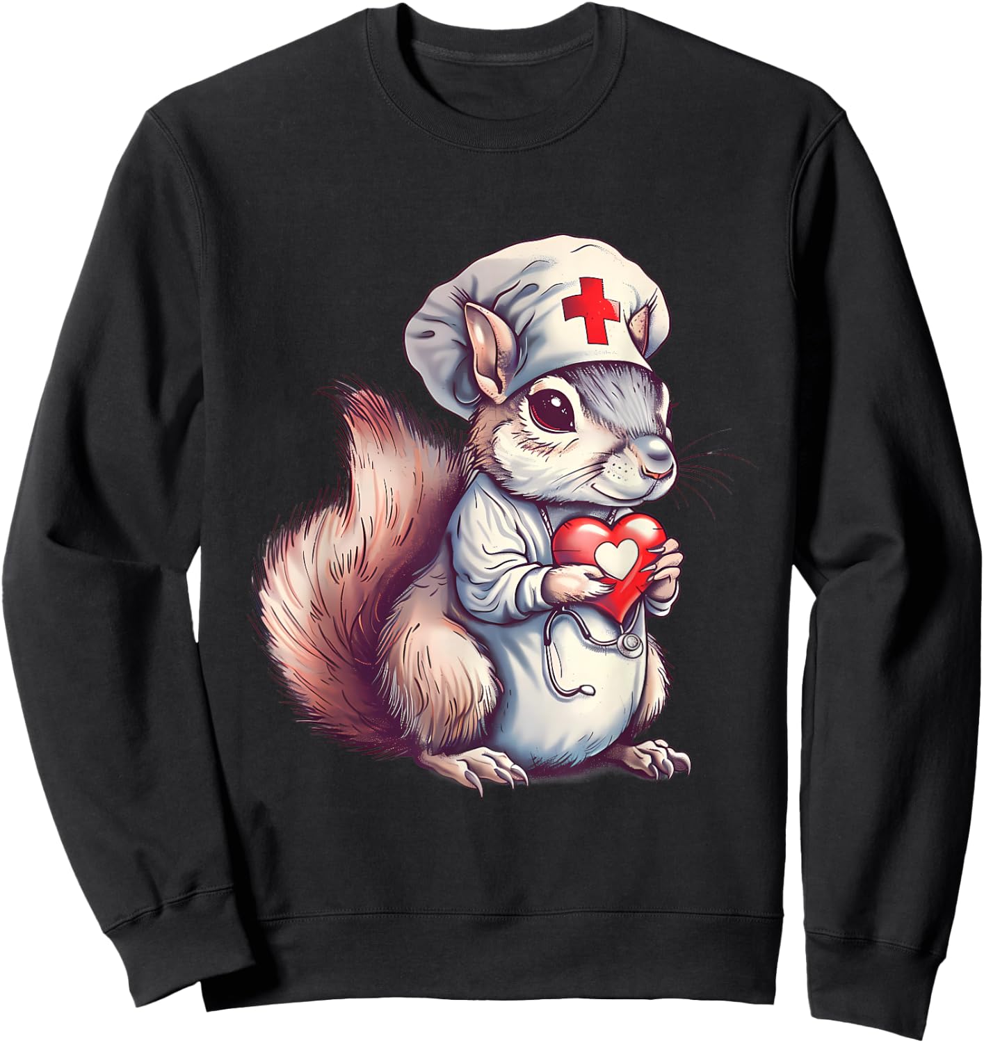 Nurse Squirrel Nursing Squirrel Lover Nurse Appreciation Sweatshirt - Sweatshirt | Black
