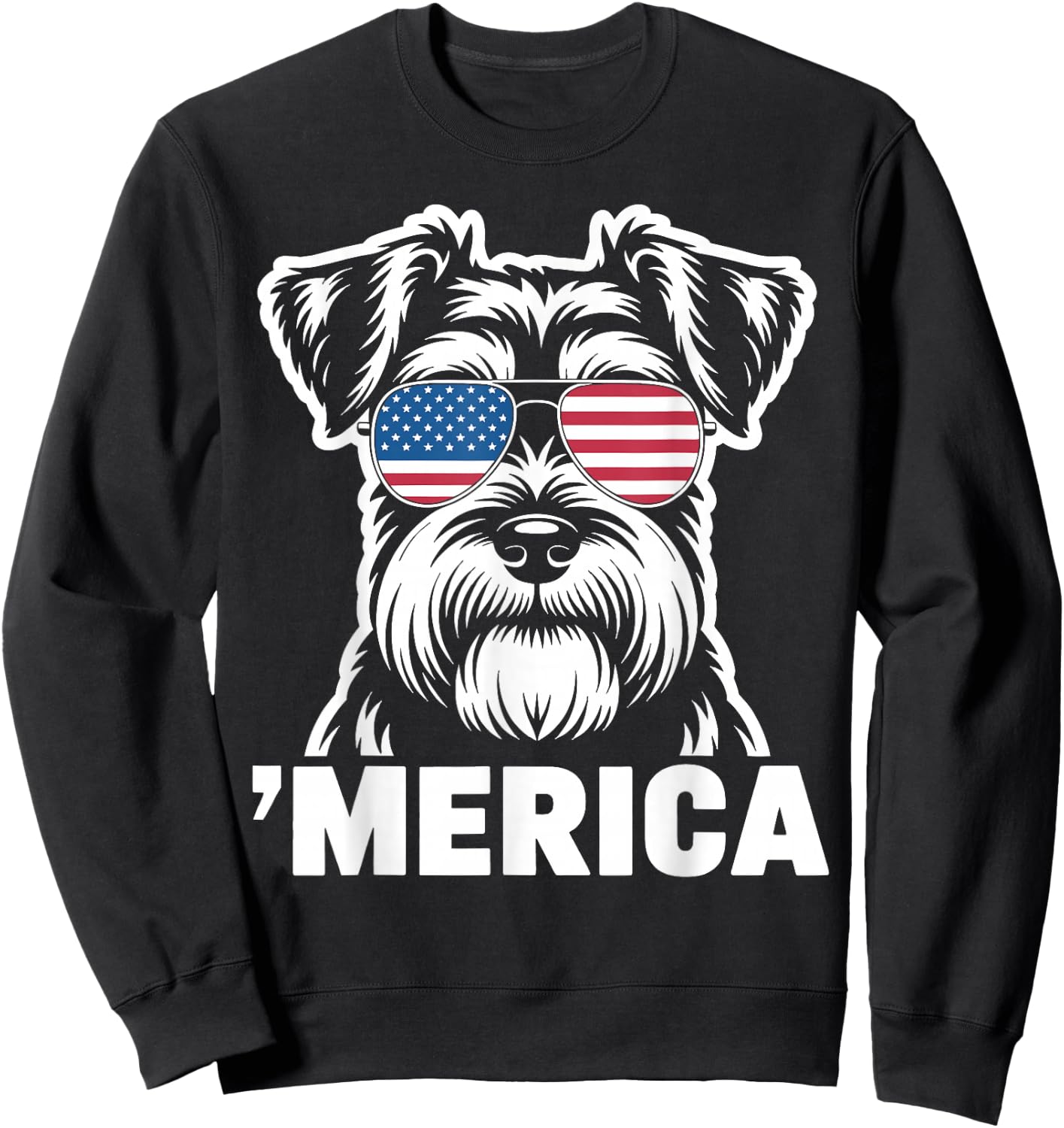 Patriotic USA American Flag 4th of July Schnauzer Sweatshirt - Sweatshirt | Black