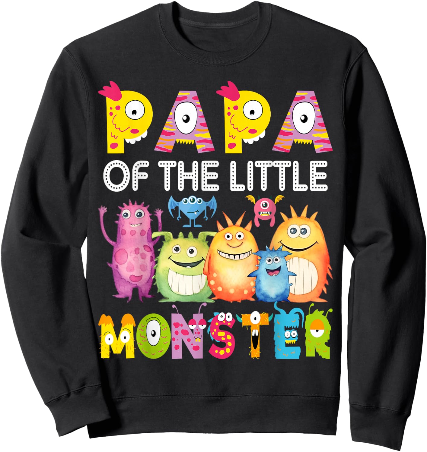 Papa Of The Little Monster 1St Birthday Boy Party Sweatshirt - Sweatshirt | Black