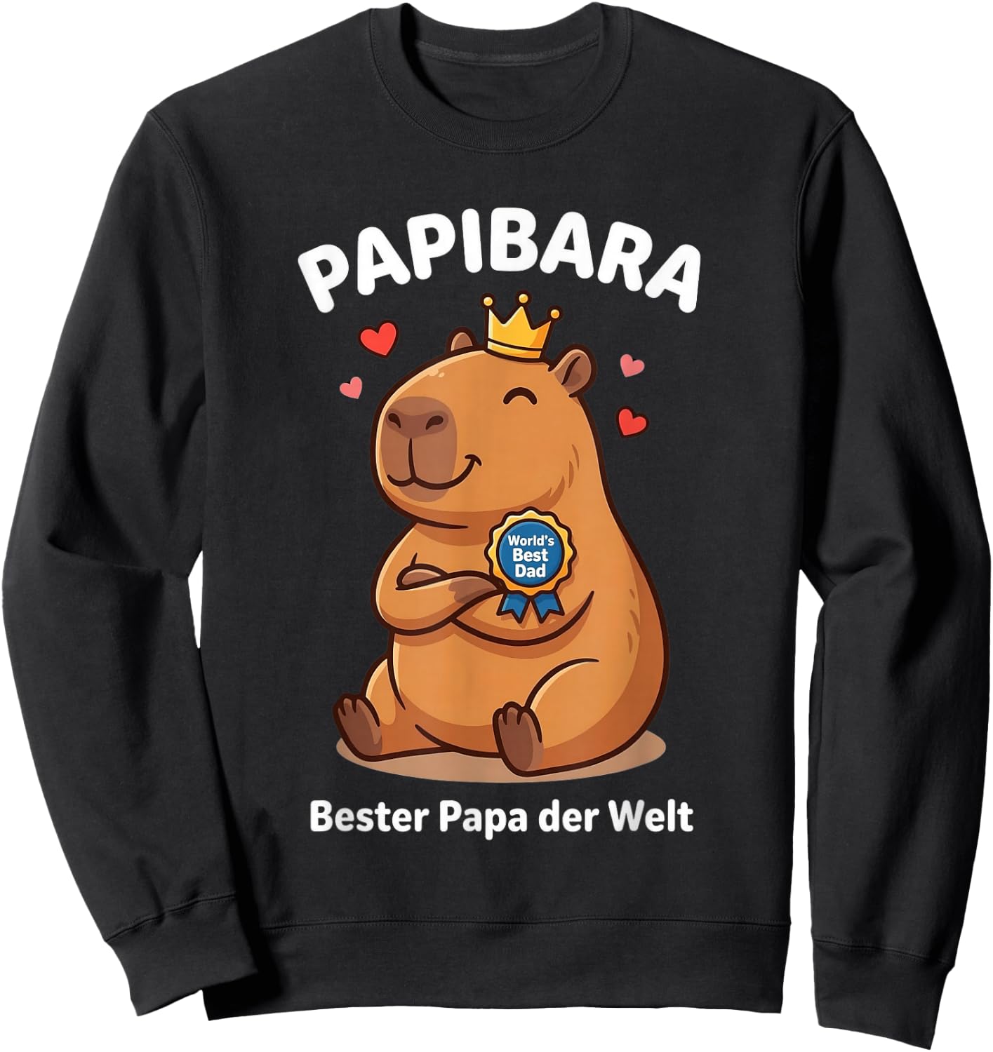 Papibara Capybara Papa Vatertag Lustiger Bester Vater Lustig Sweatshirt - Sweatshirt | Black