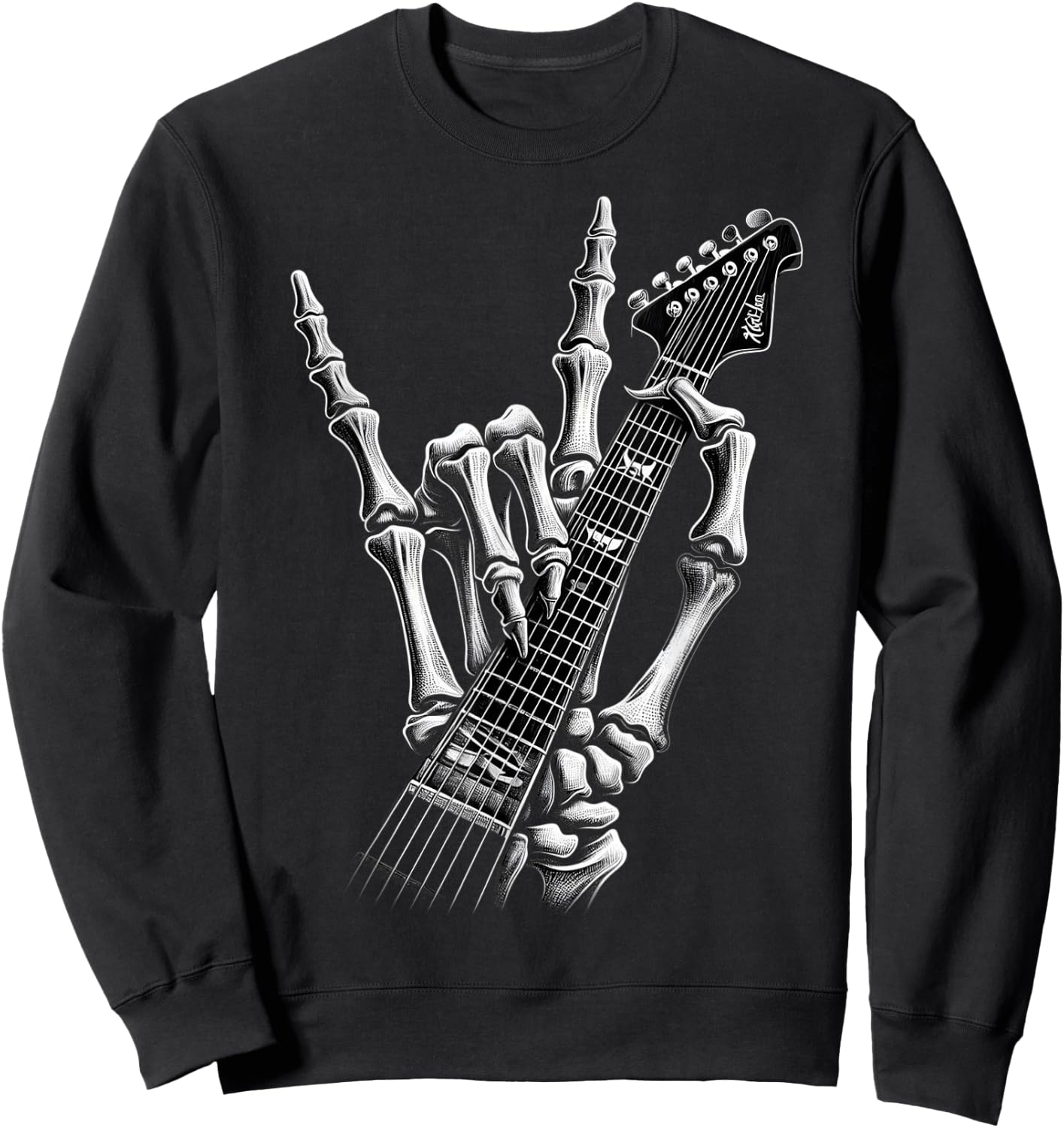 Rock On Skeleton Hand Graphic For A Cool Performer , Black, S Sweatshirt - Sweatshirt | Black