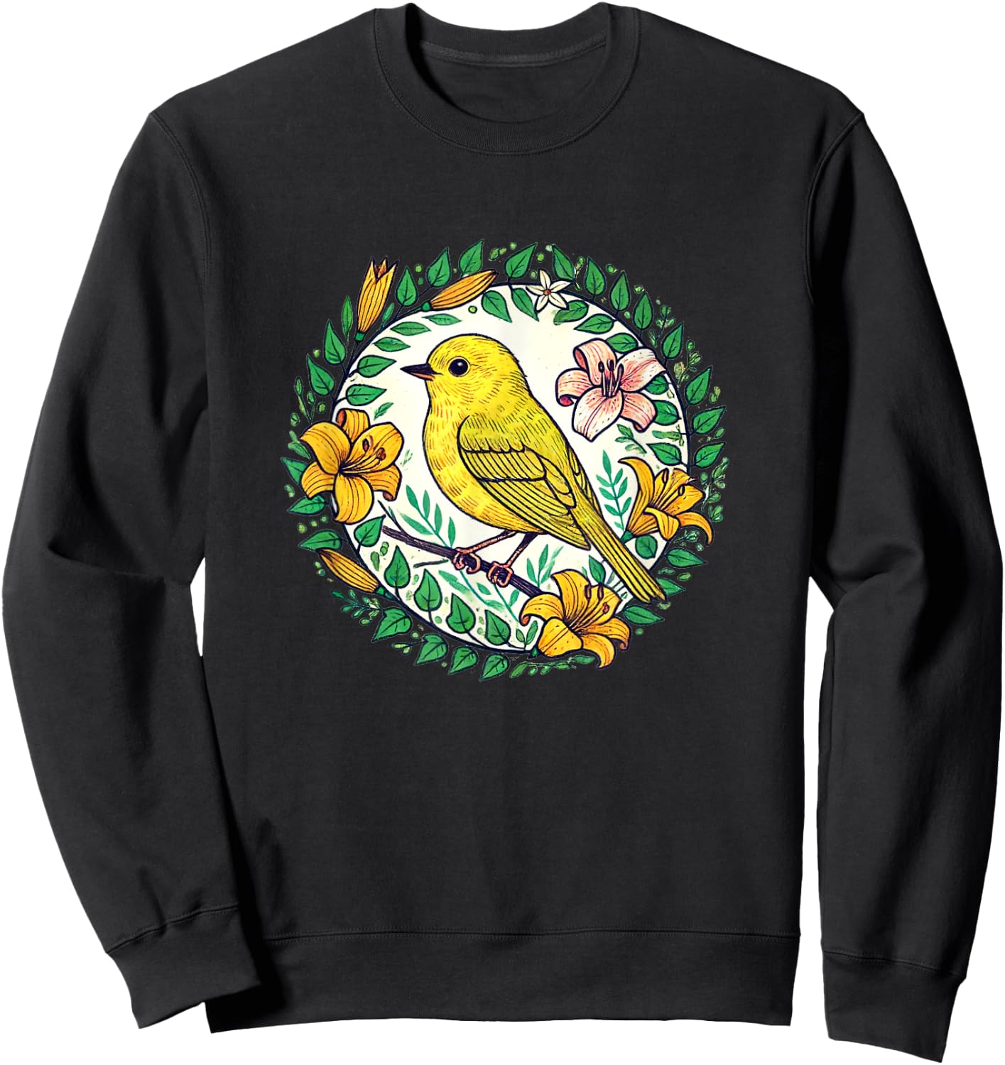 Yellow Finch Art beautiful birds finches illustration Sweatshirt - Sweatshirt | Black
