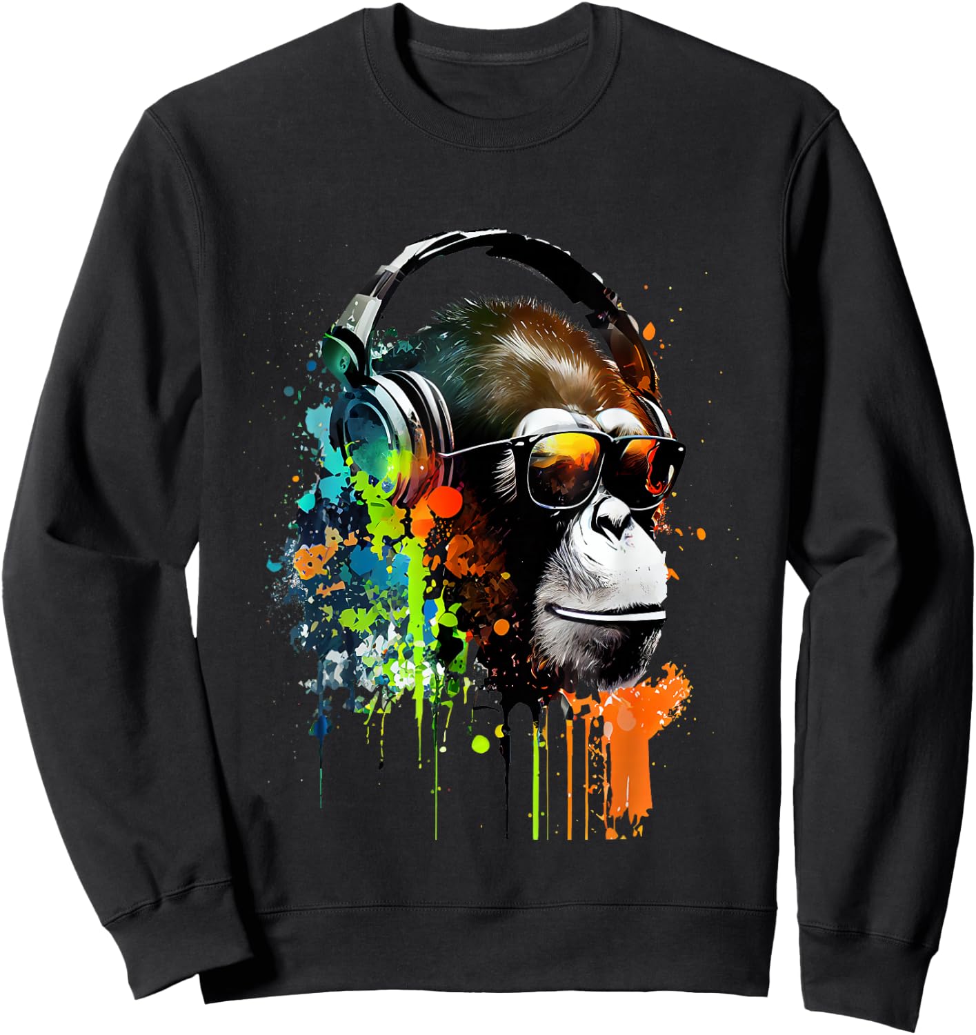 DJ Monkey Affen mit Sonnenbrille Sweatshirt - Sweatshirt | Black