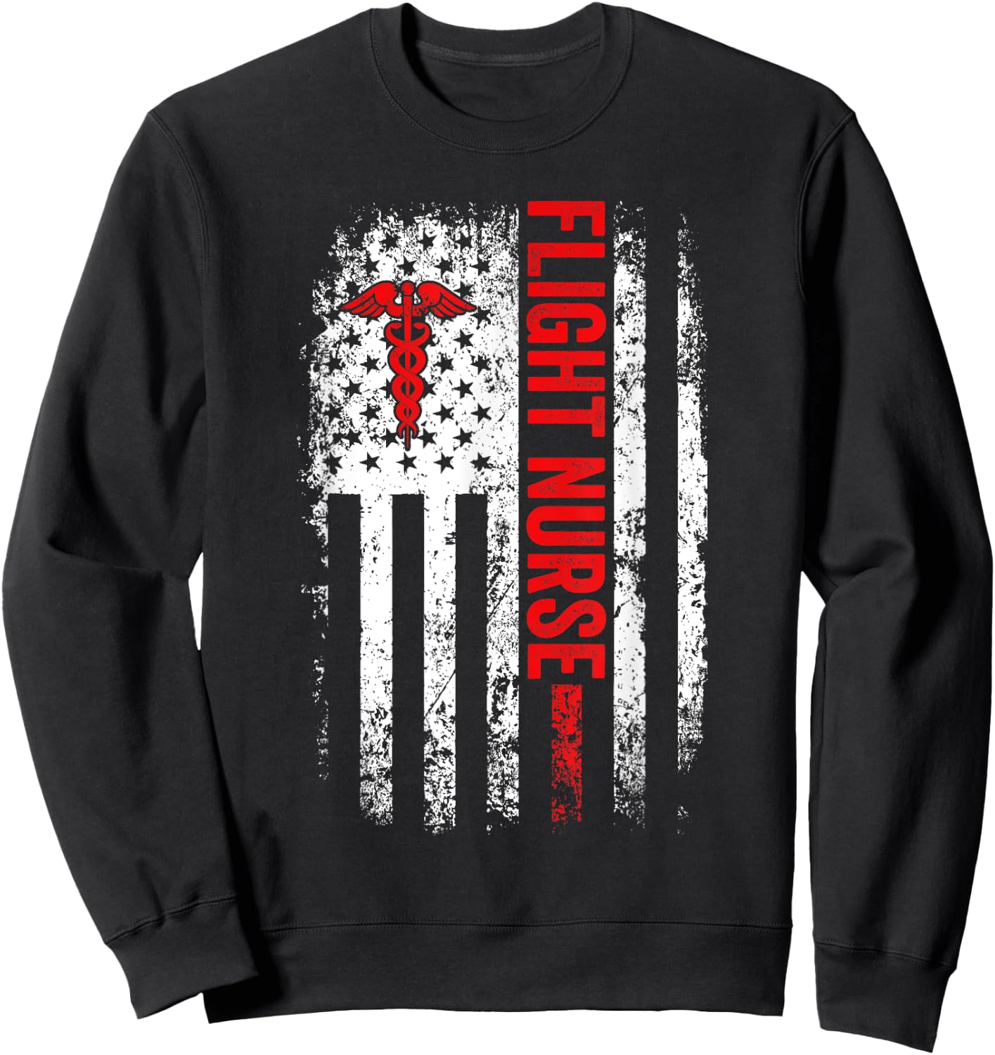 US American Flag Flight Nurse Funny Nursing Men Sweatshirt - Sweatshirt | Black
