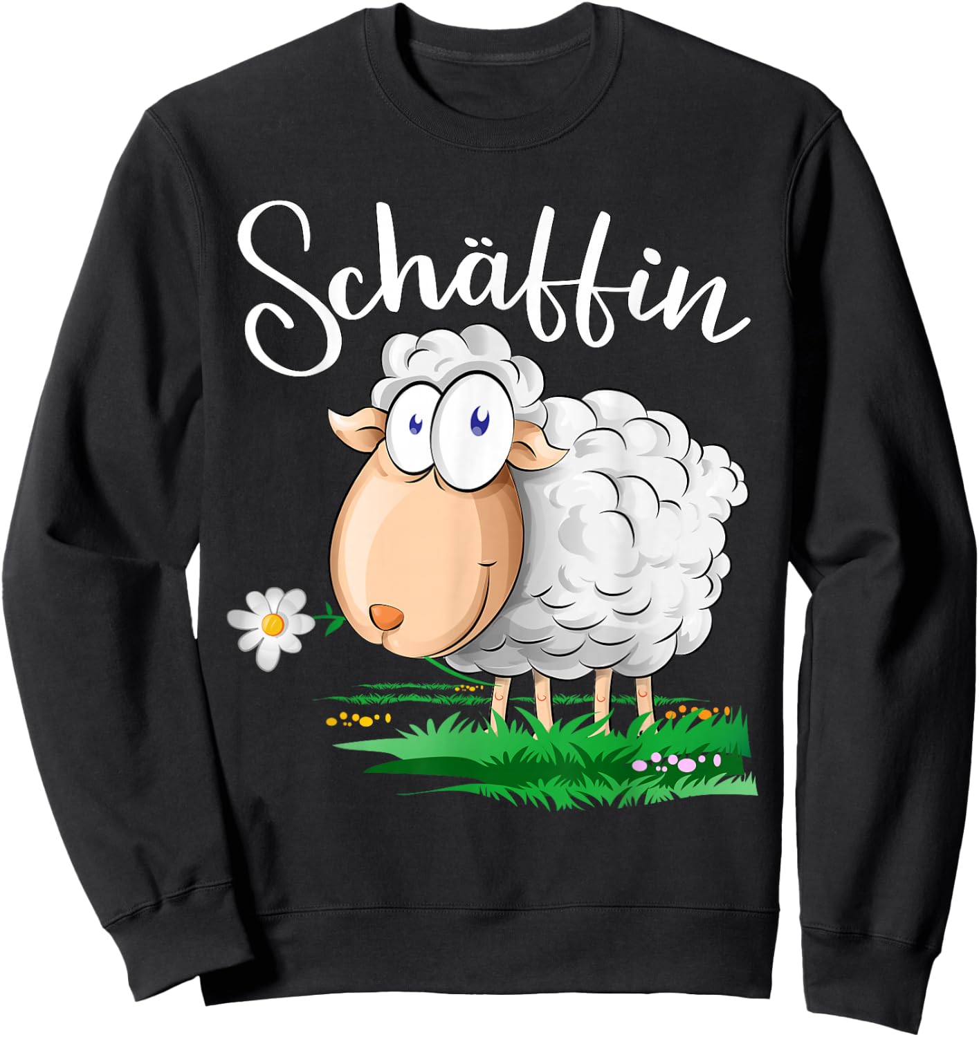 with German Text "Sheep Says" [German Language], black Sweatshirt - Sweatshirt | Black