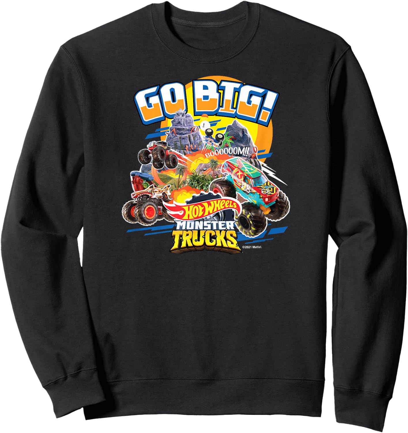 Hot Wheels Monster Trucks Get Big , black Sweatshirt - Sweatshirt | Black