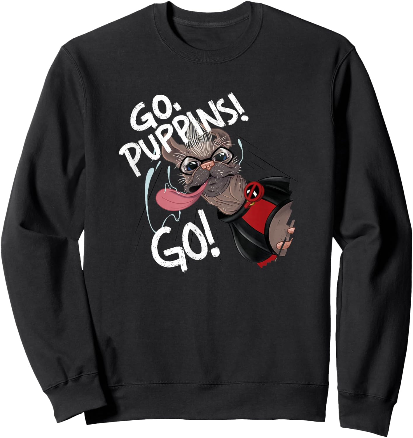 Marvel Studios Deadpool & Wolverine Dogpool Go Puppins Go! , Black, S Sweatshirt - Sweatshirt | Black